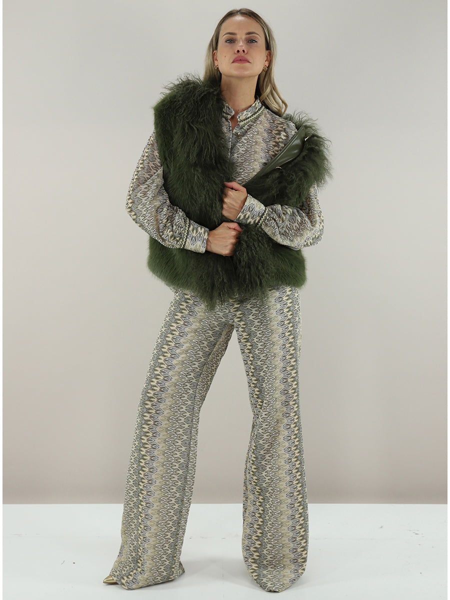 Gilet in finto pelo con inserto in mongolia PHO