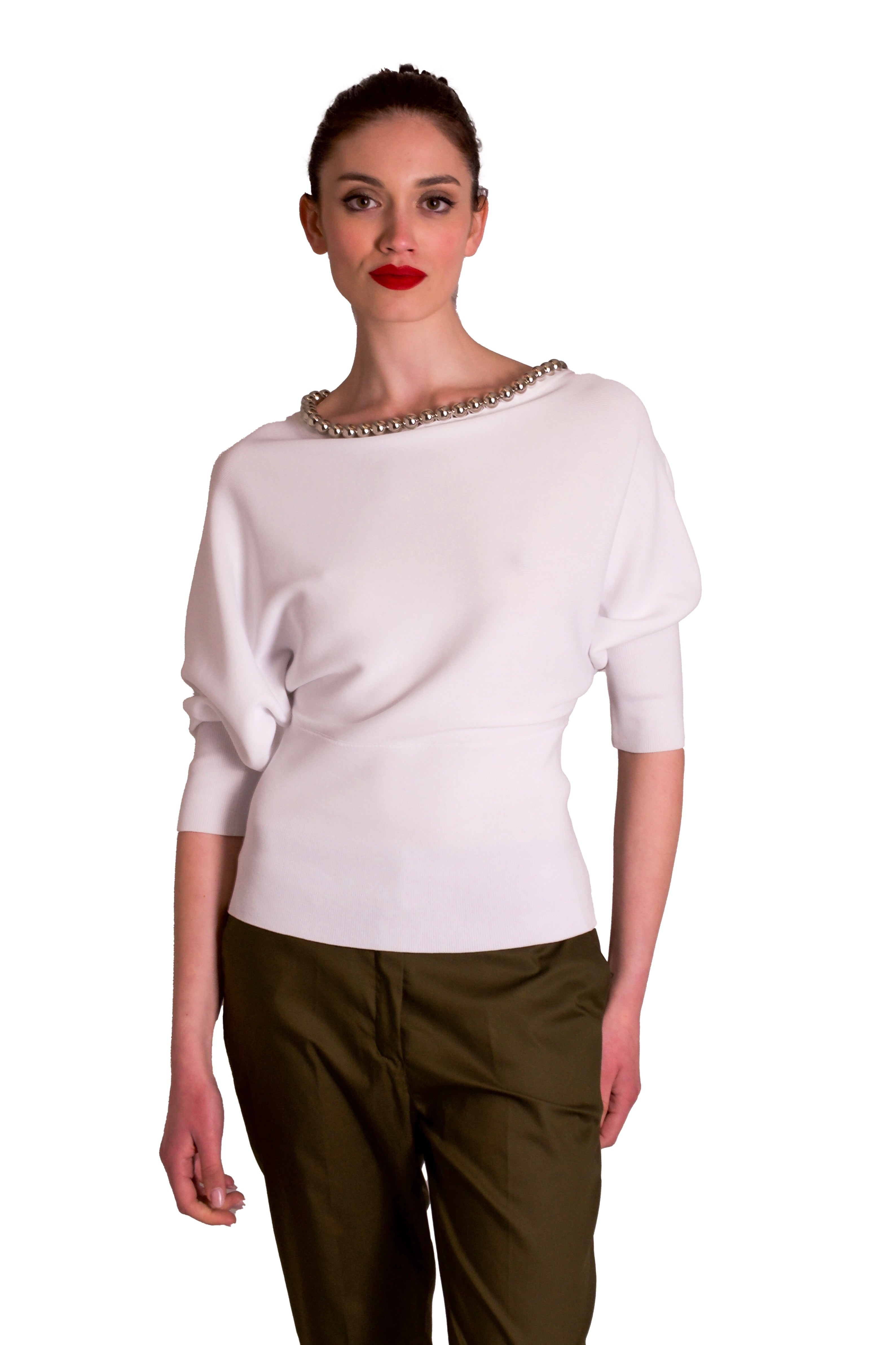 Maglia in viscosa applicazioni perle Z.O.E.