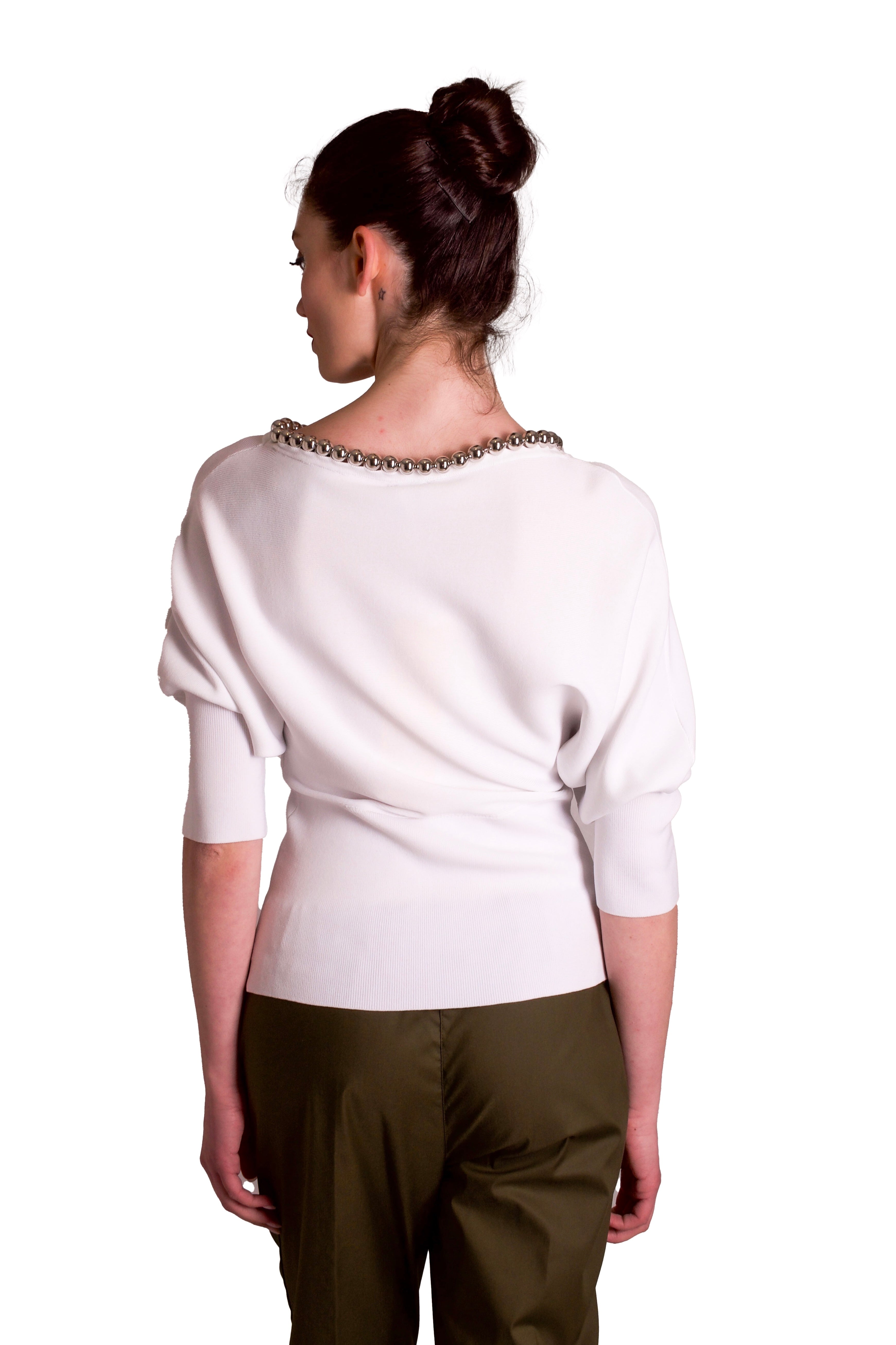 Maglia in viscosa applicazioni perle Z.O.E.