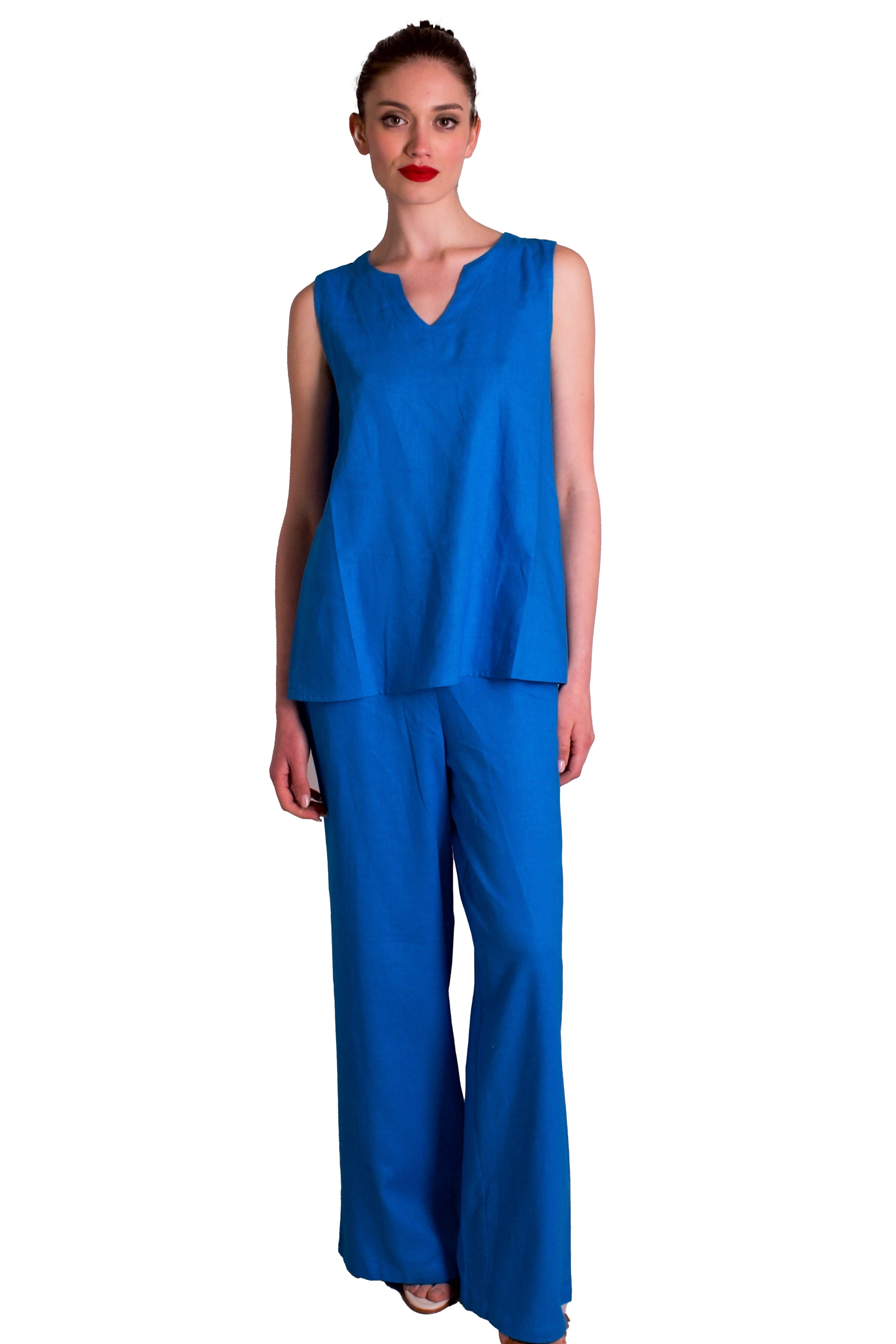 Blusa senza maniche in misto lino JEANS&POLO