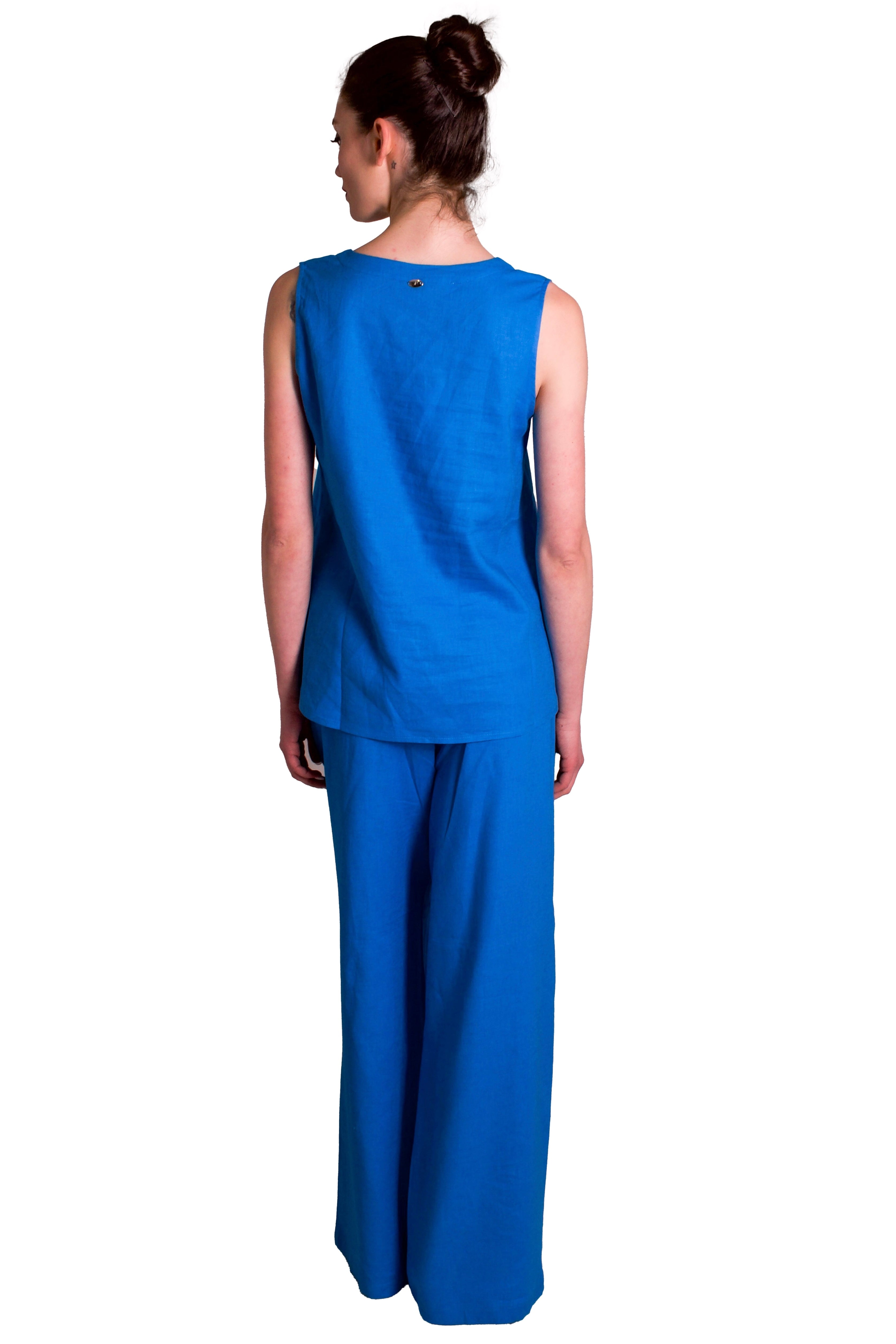 Blusa senza maniche in misto lino JEANS&POLO