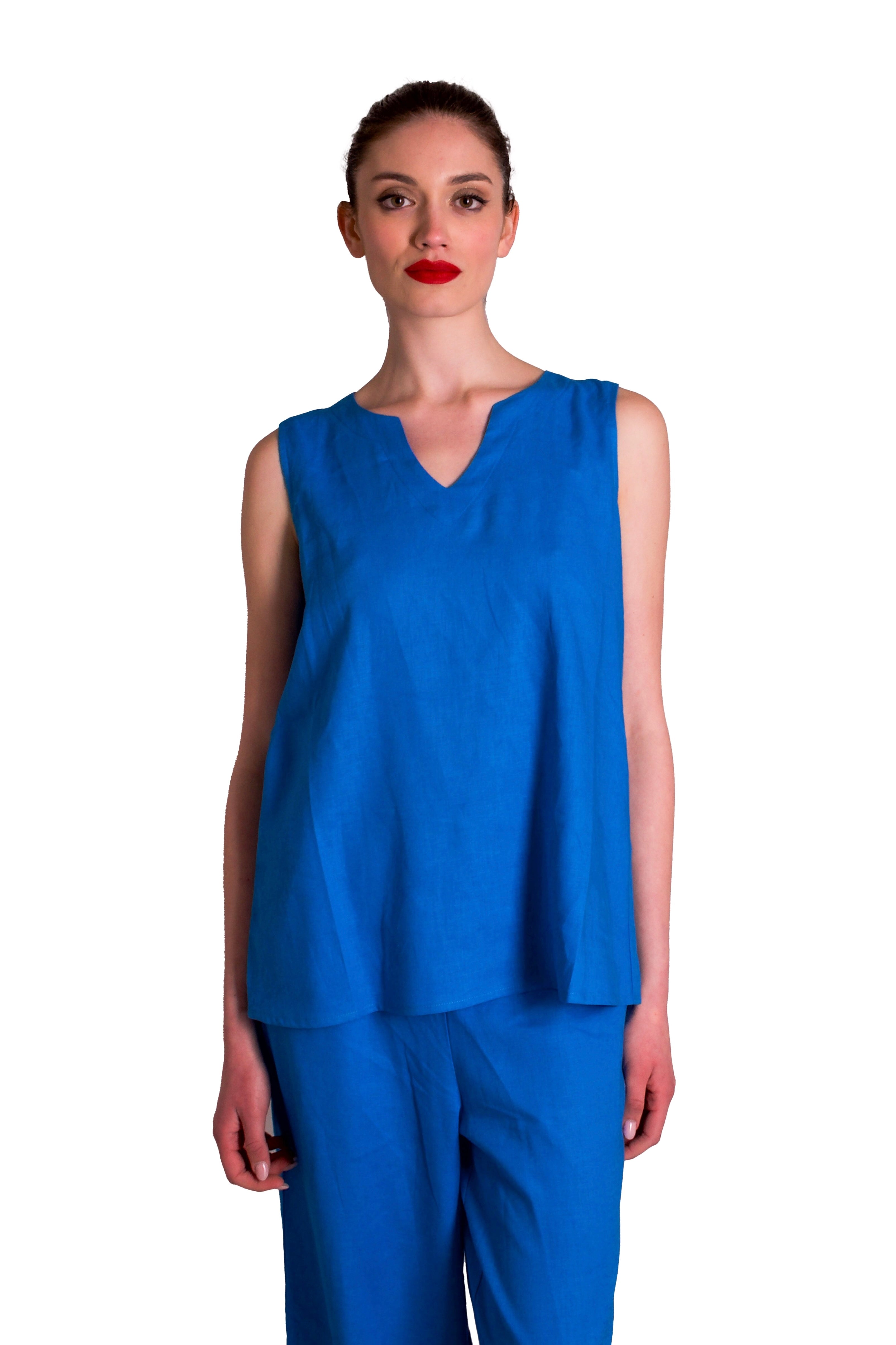 Blusa senza maniche in misto lino JEANS&POLO