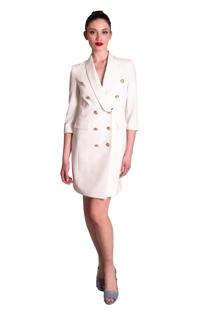 Abito robe-manteau in cady bianco CLO'