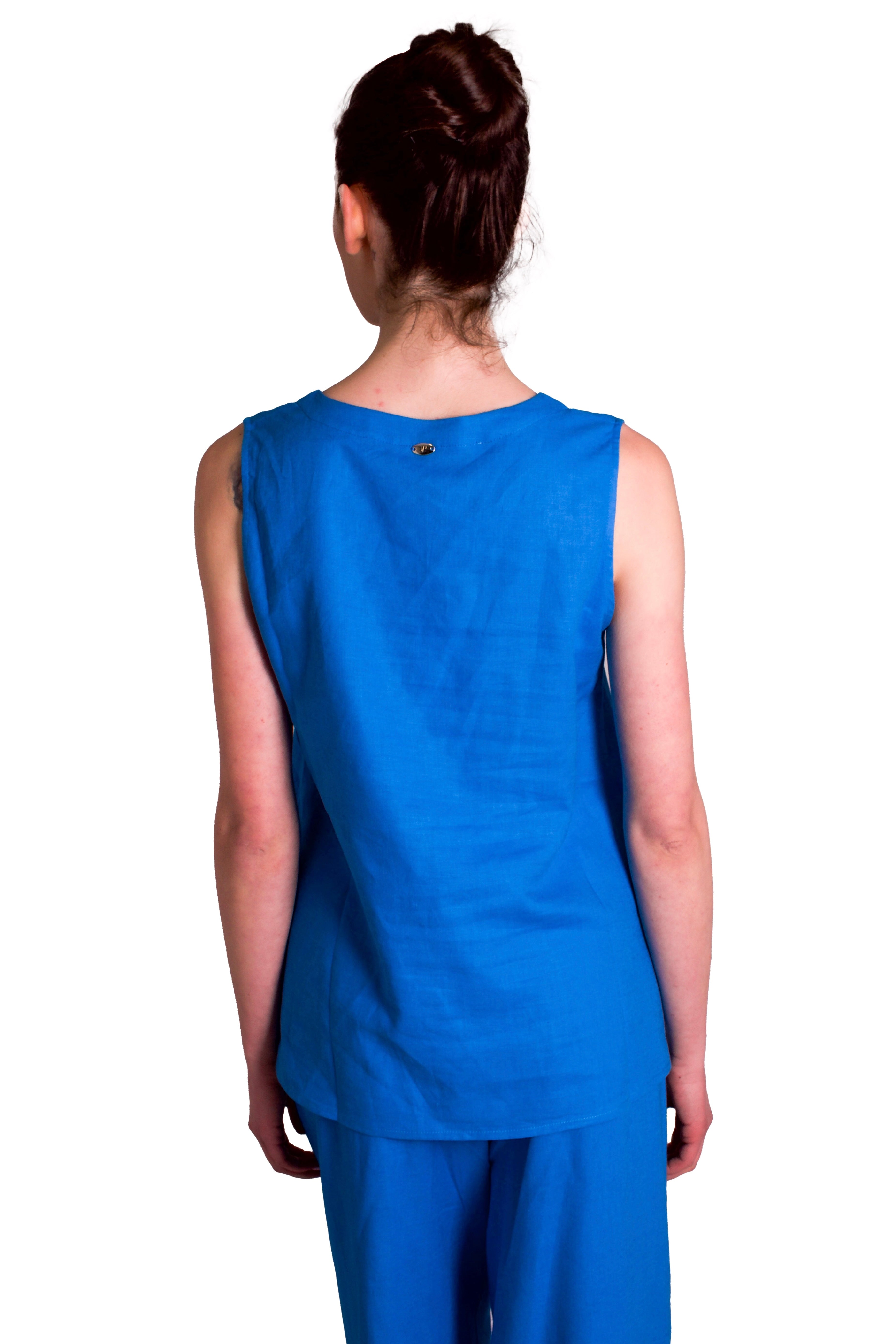 Blusa senza maniche in misto lino JEANS&POLO