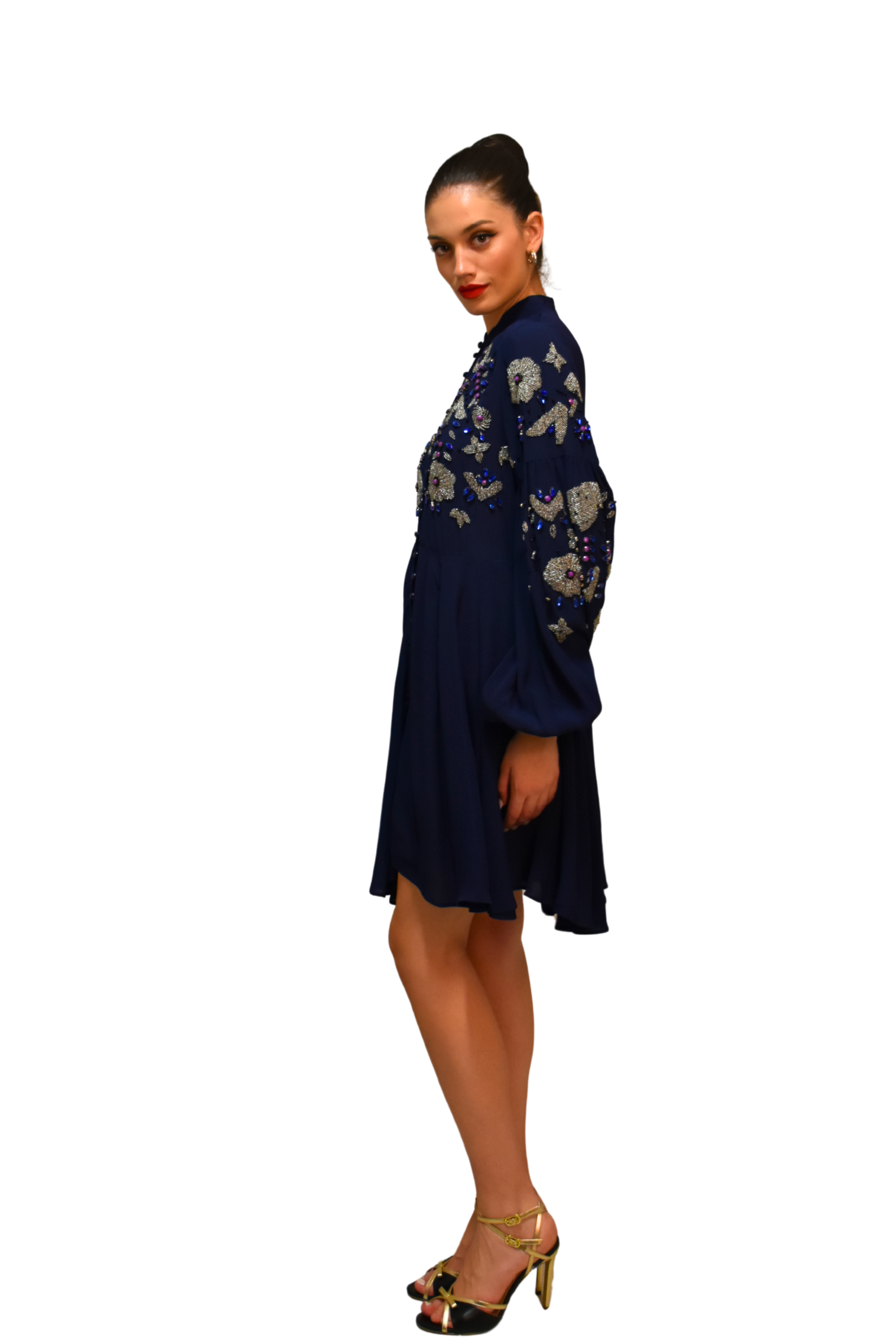 Abito ricamato a mano con gonna a ruota ODI ET AMO