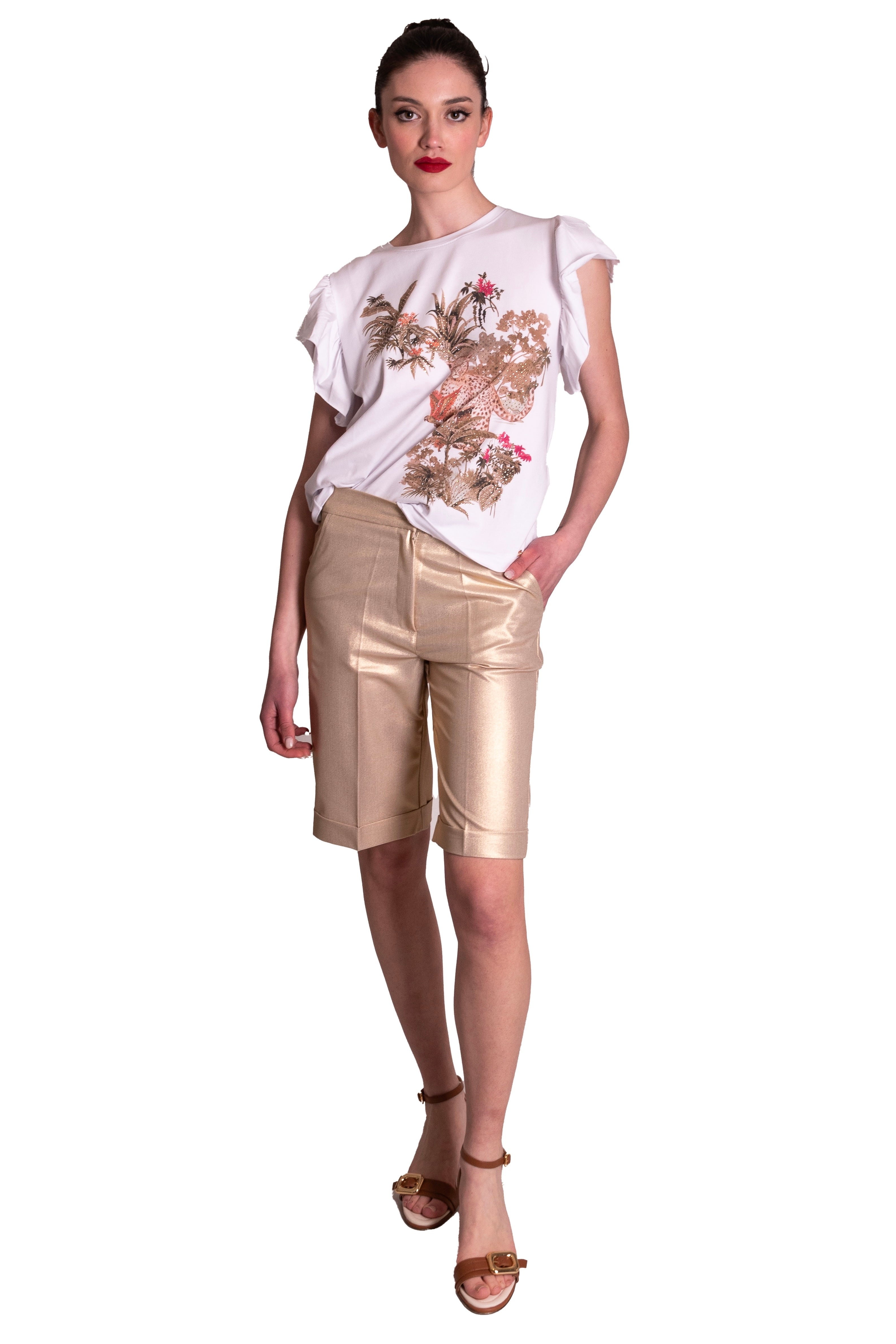 Bermuda in tessuto spalmato oro LAFTY LIE