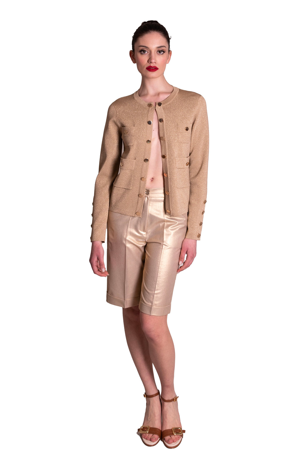 Cardigan in maglia lurex oro LAFTY LIE