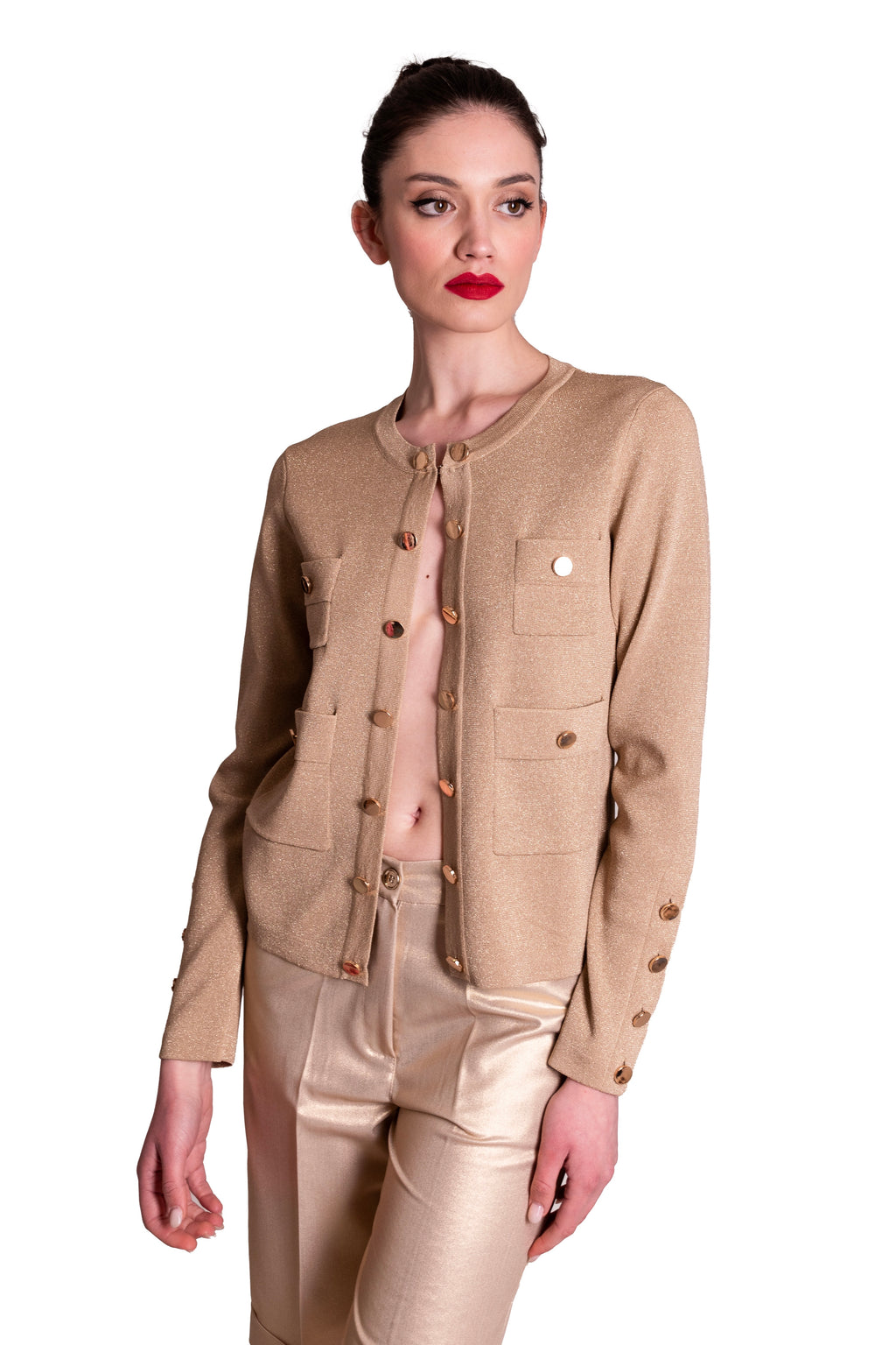 Cardigan in maglia lurex oro LAFTY LIE