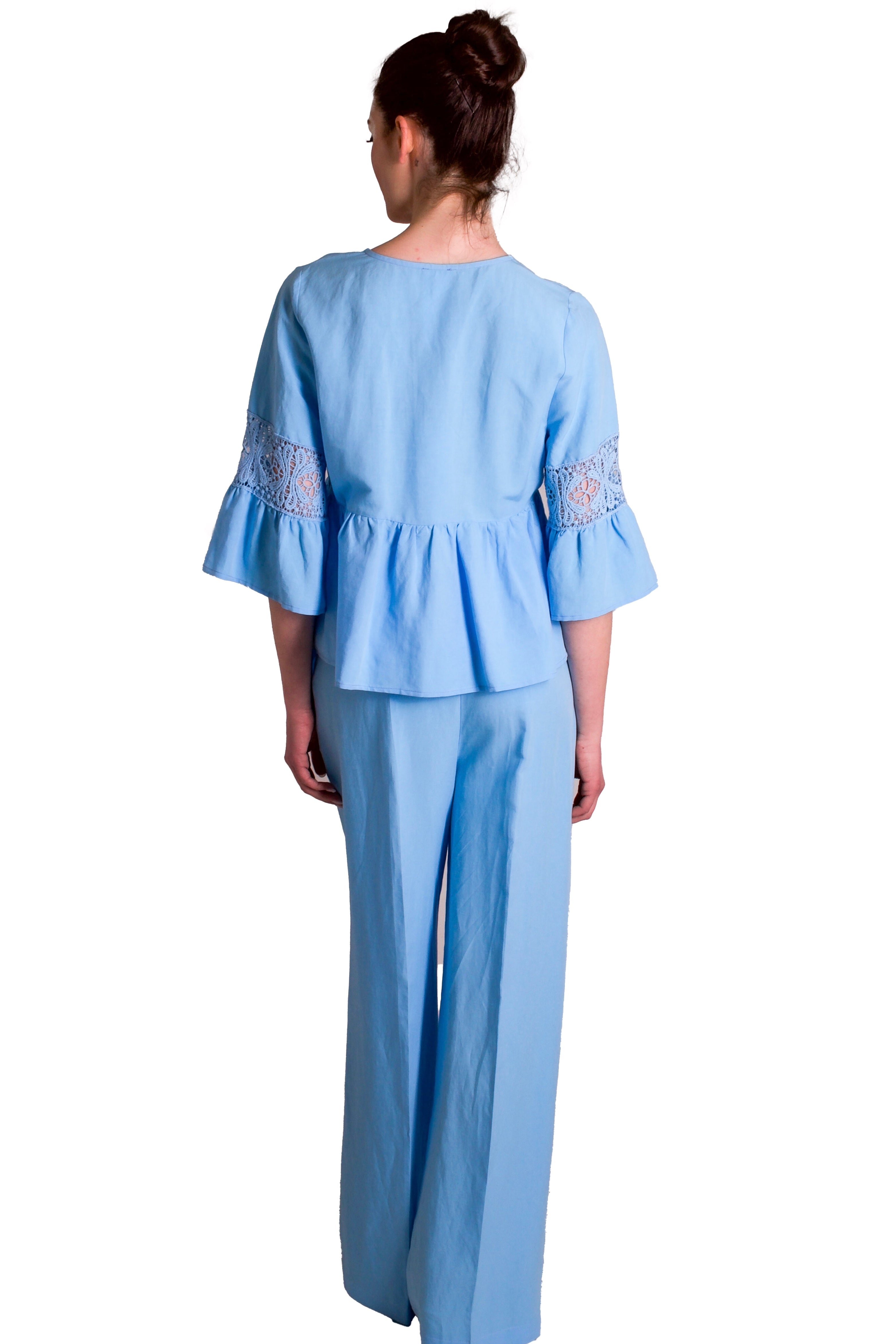 Blusa con balza arricciata dettaglio pizzo MADDALENA DI LORENZO