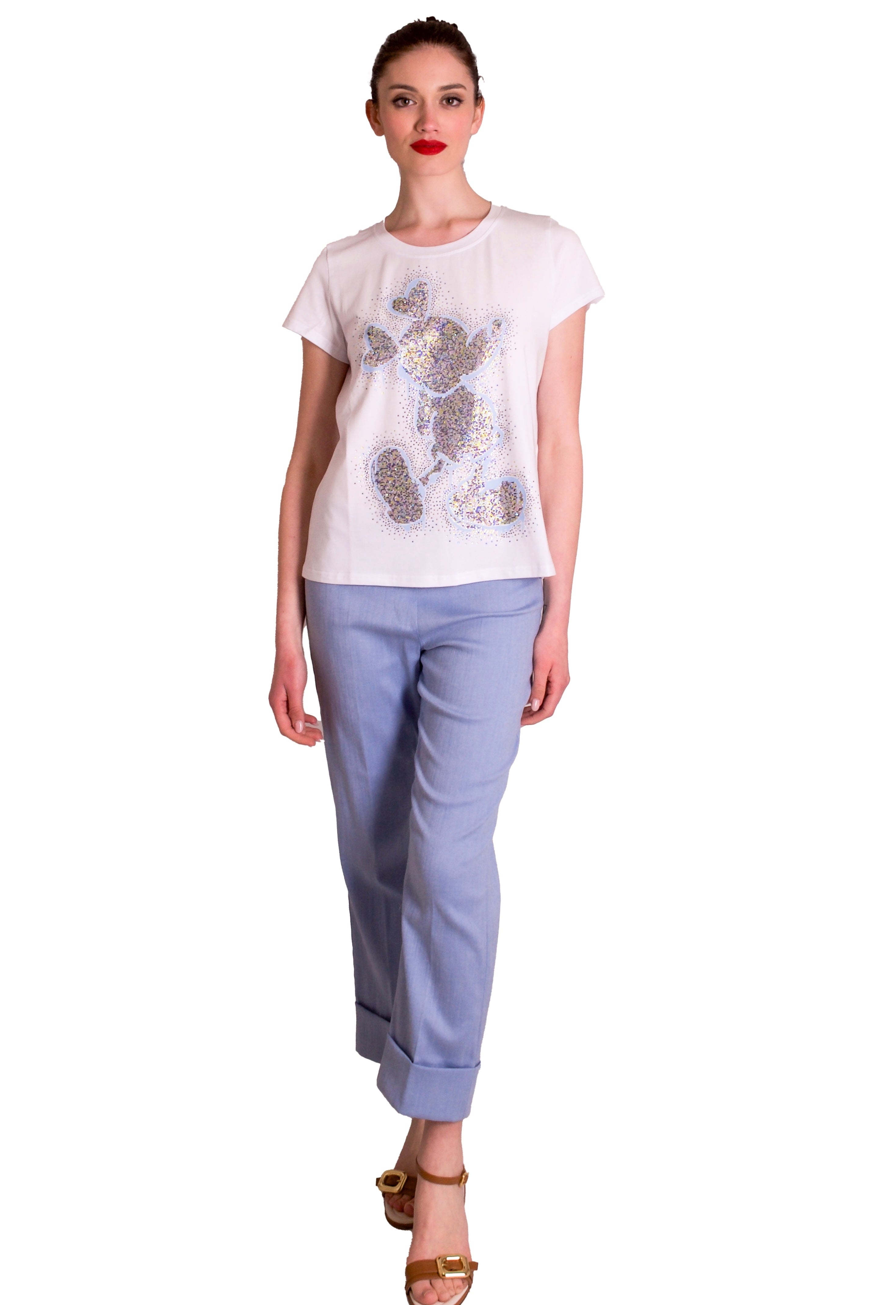 T-shirt di cotone stampa Topolino con punti luce Z.O.E.