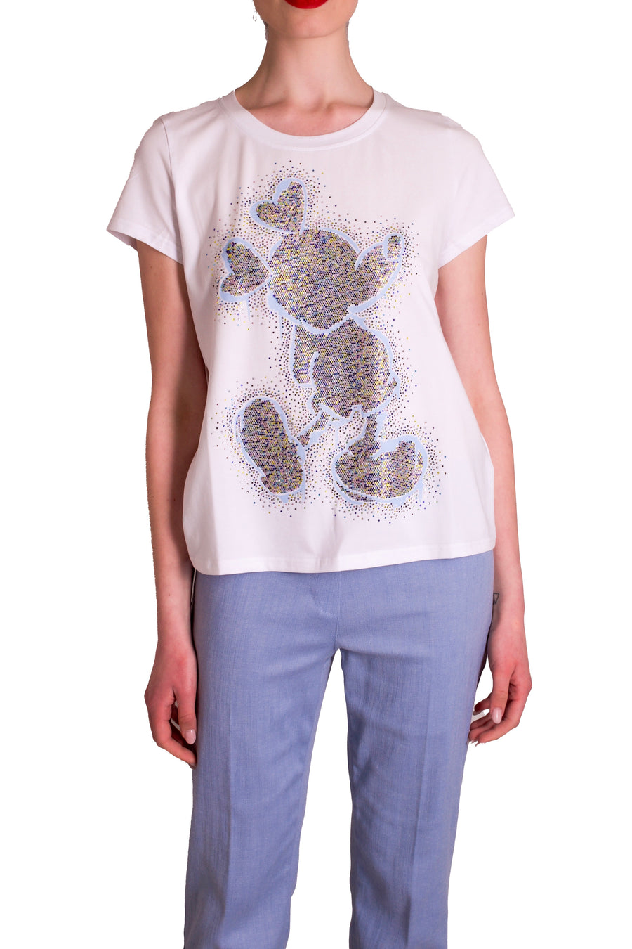 T-shirt di cotone stampa Topolino con punti luce Z.O.E.