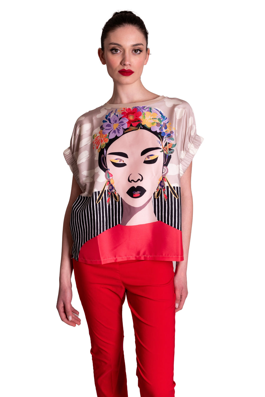 T-shirt in twill stampa donna giapponese  Z.O.E.