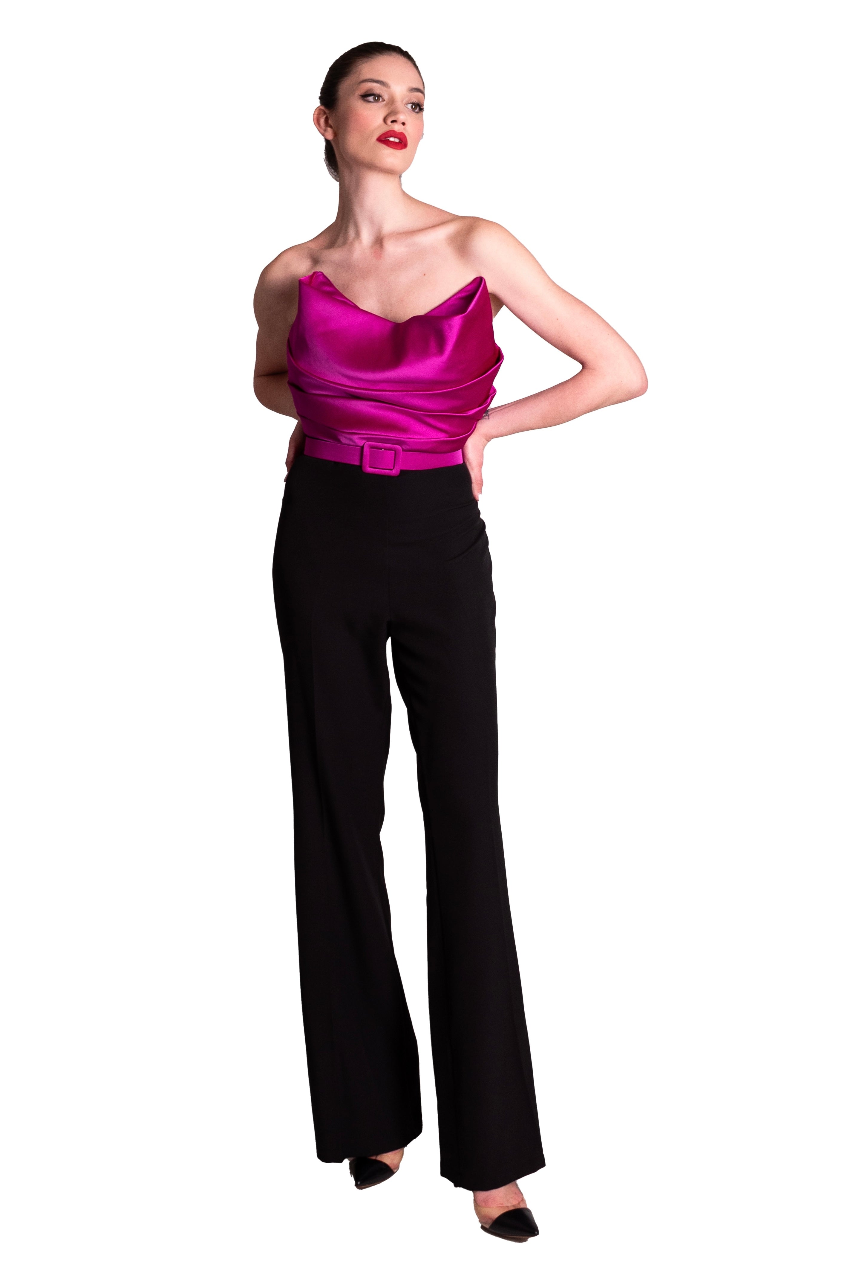 Tuta bicolor con bustier di raso META 4