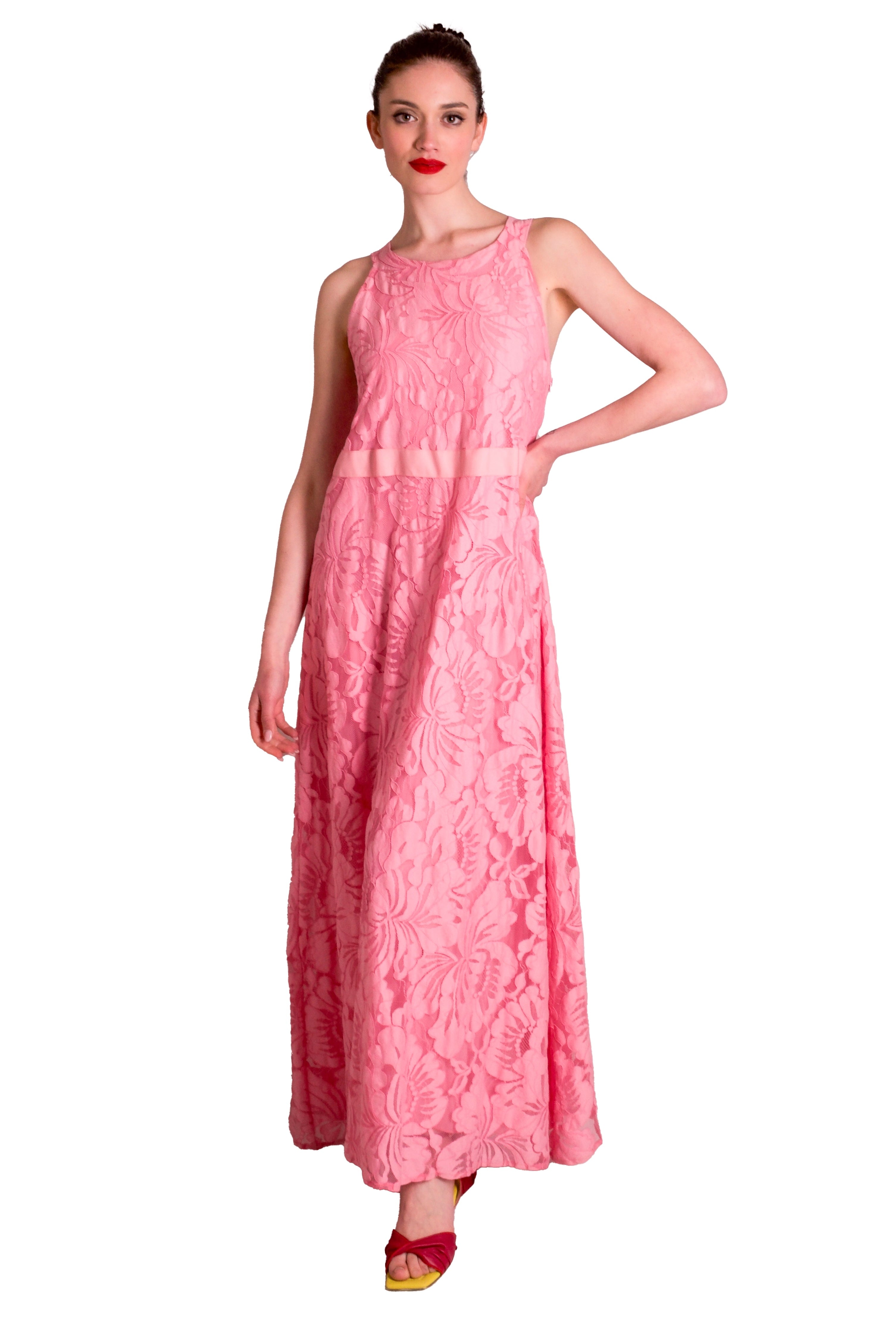 Abito lungo in pizzo con fiocco MADDALENA DI LORENZO