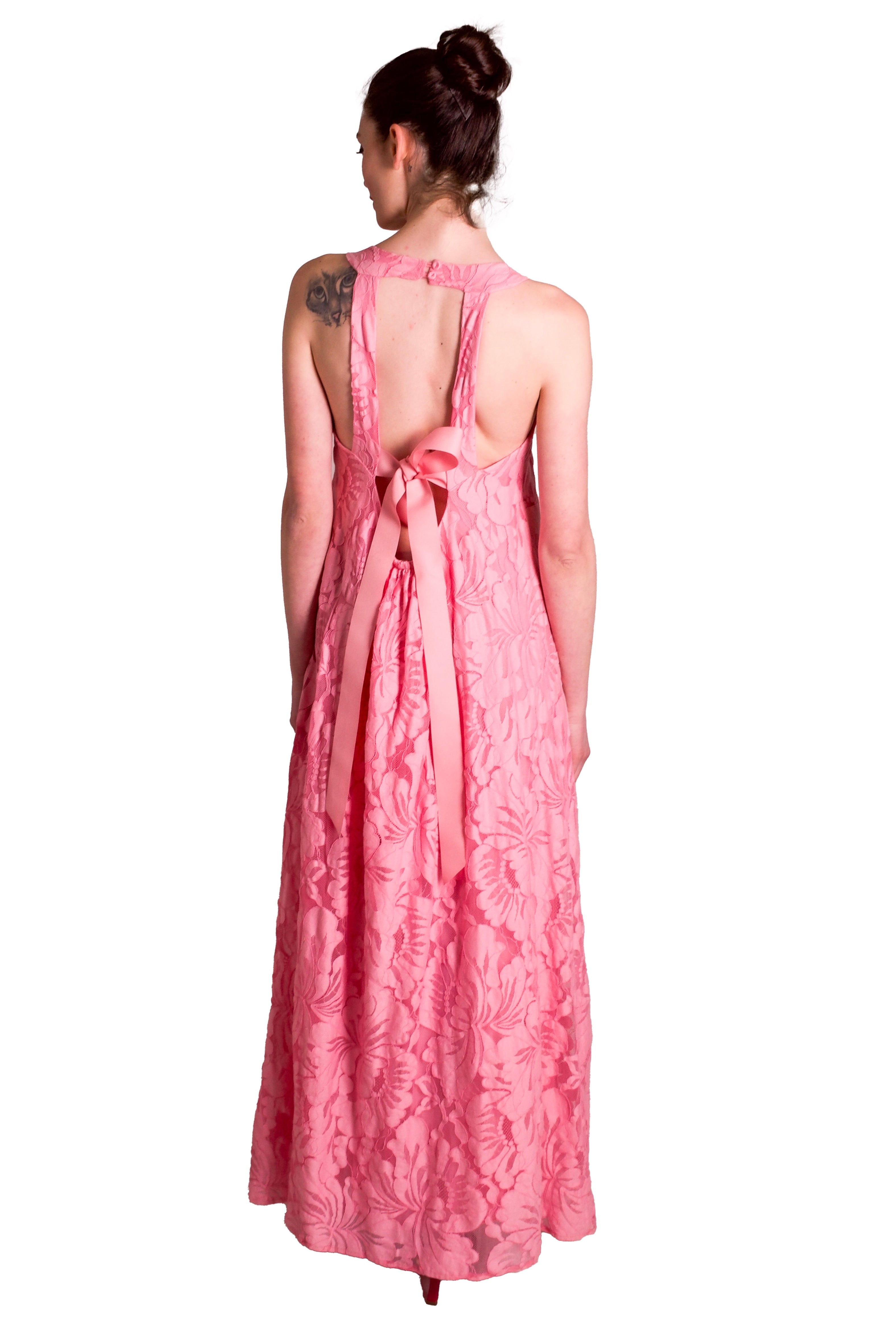 Abito lungo in pizzo con fiocco MADDALENA DI LORENZO