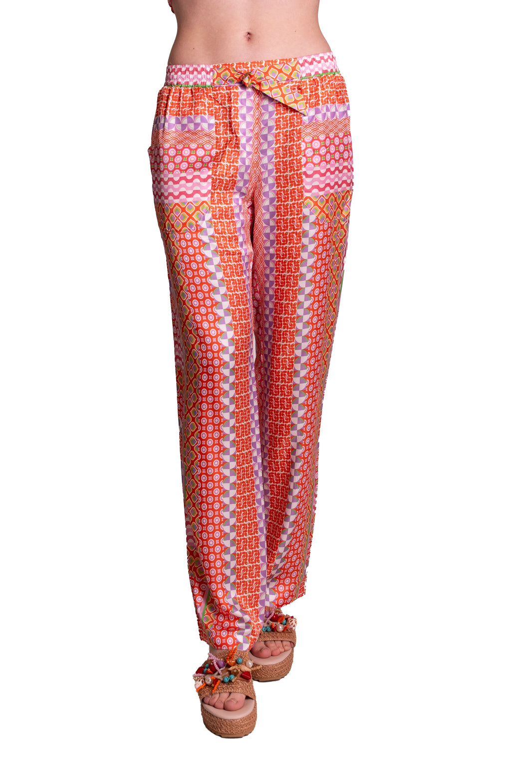 Pantaloni In raso di seta Stampata HALE BOB