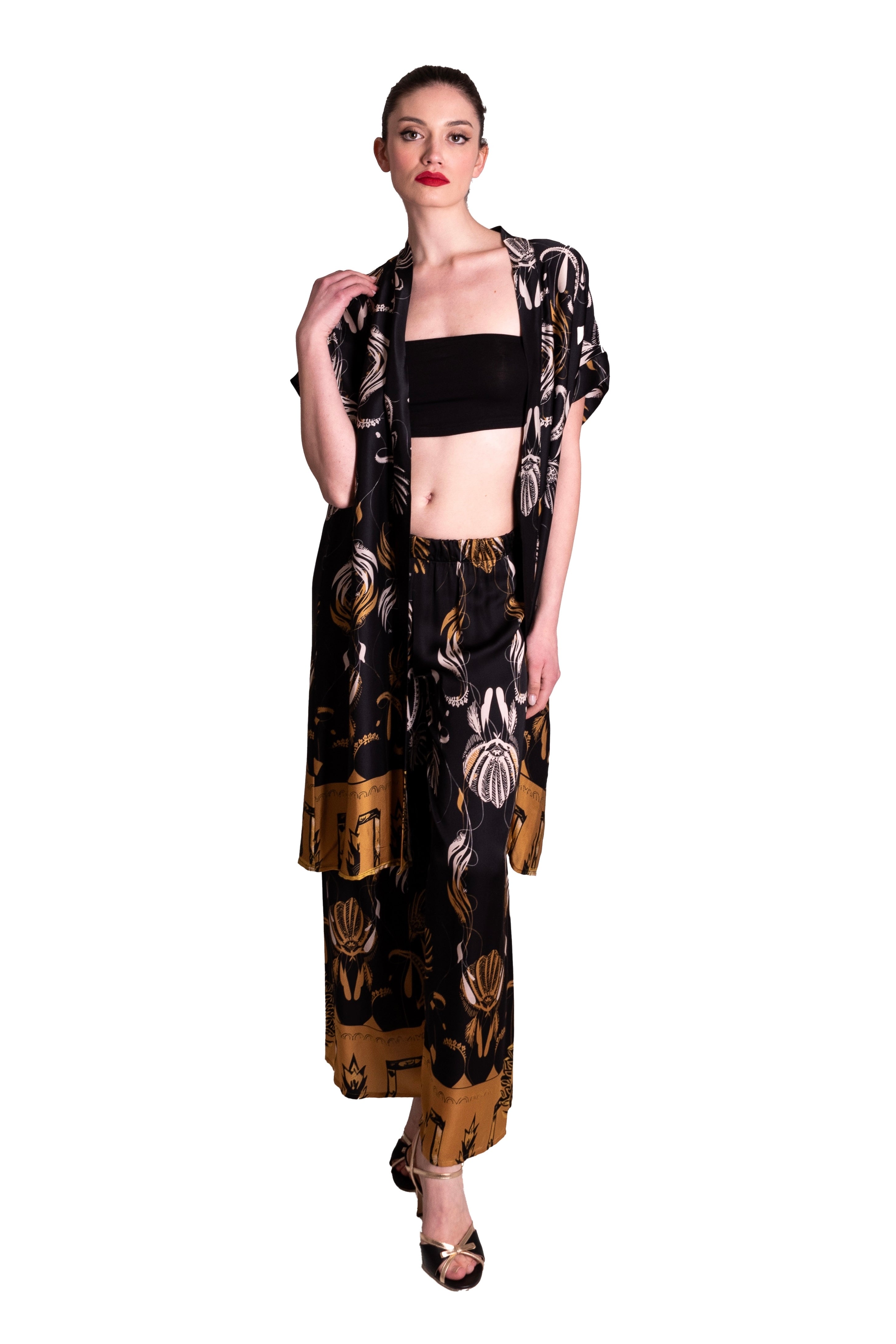 Giacca kimono in viscosa stampata ANITIE'