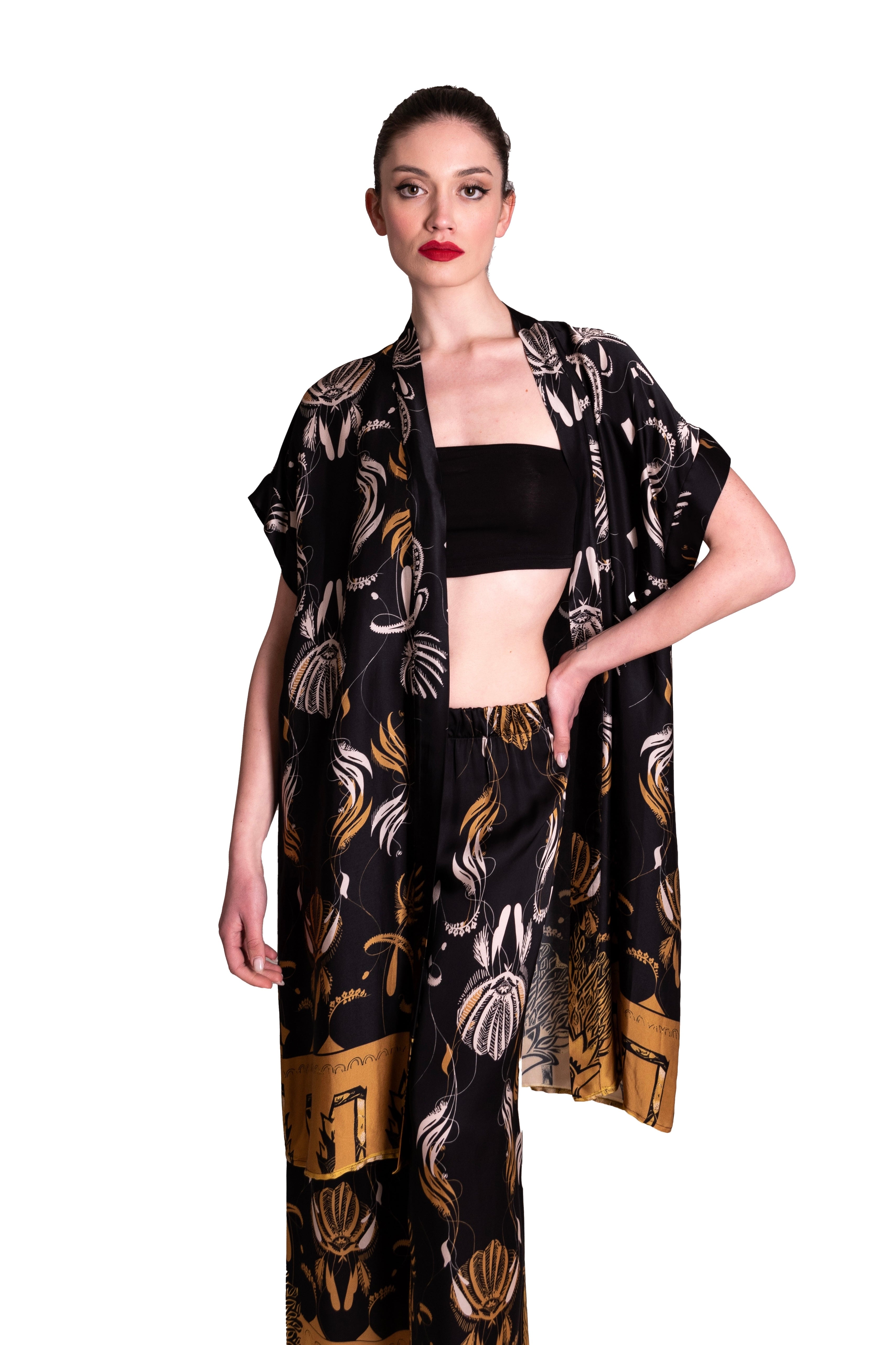 Giacca kimono in viscosa stampata ANITIE'