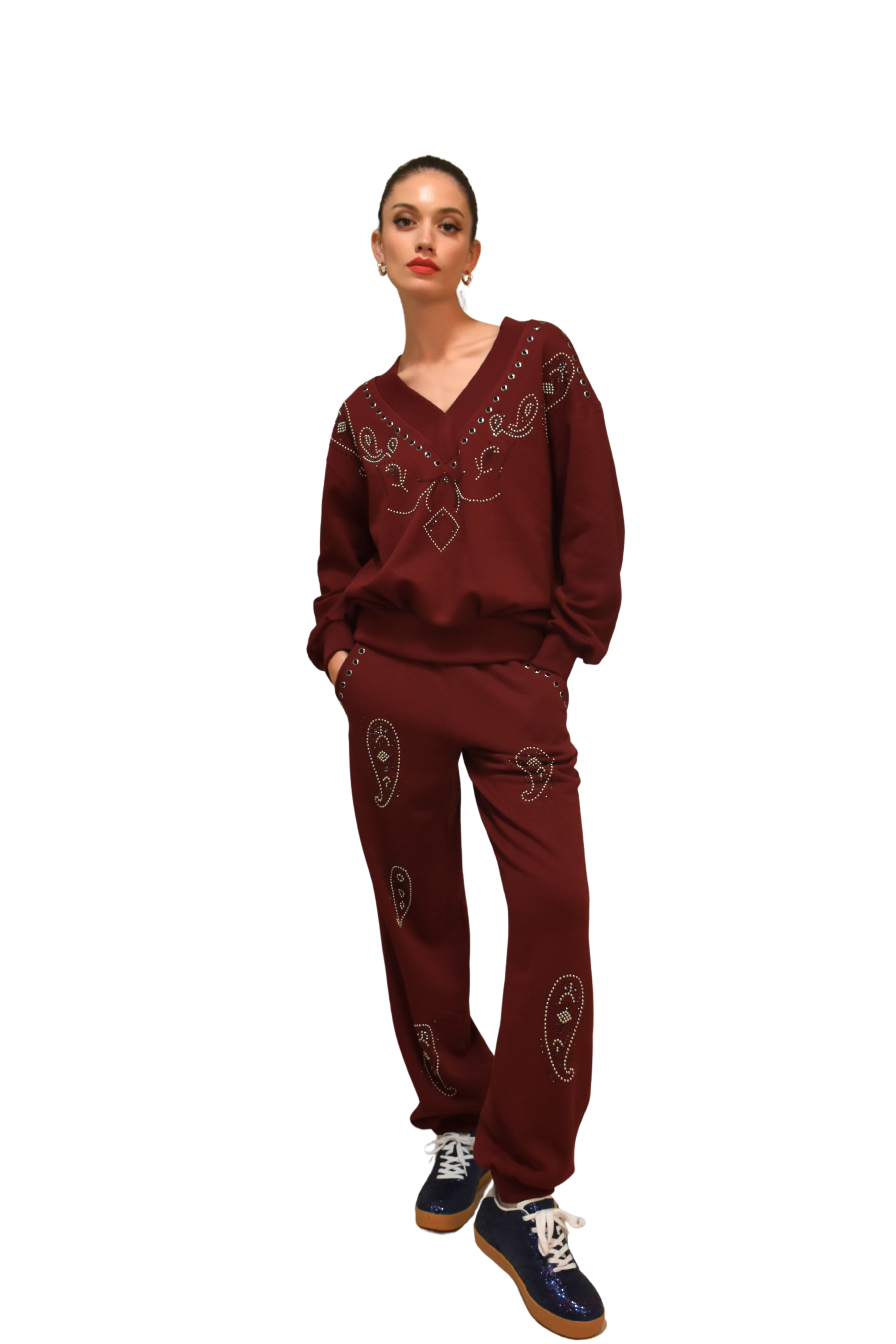 Pantaloni morbidi di felpa motivo paisley ODI ET AMO