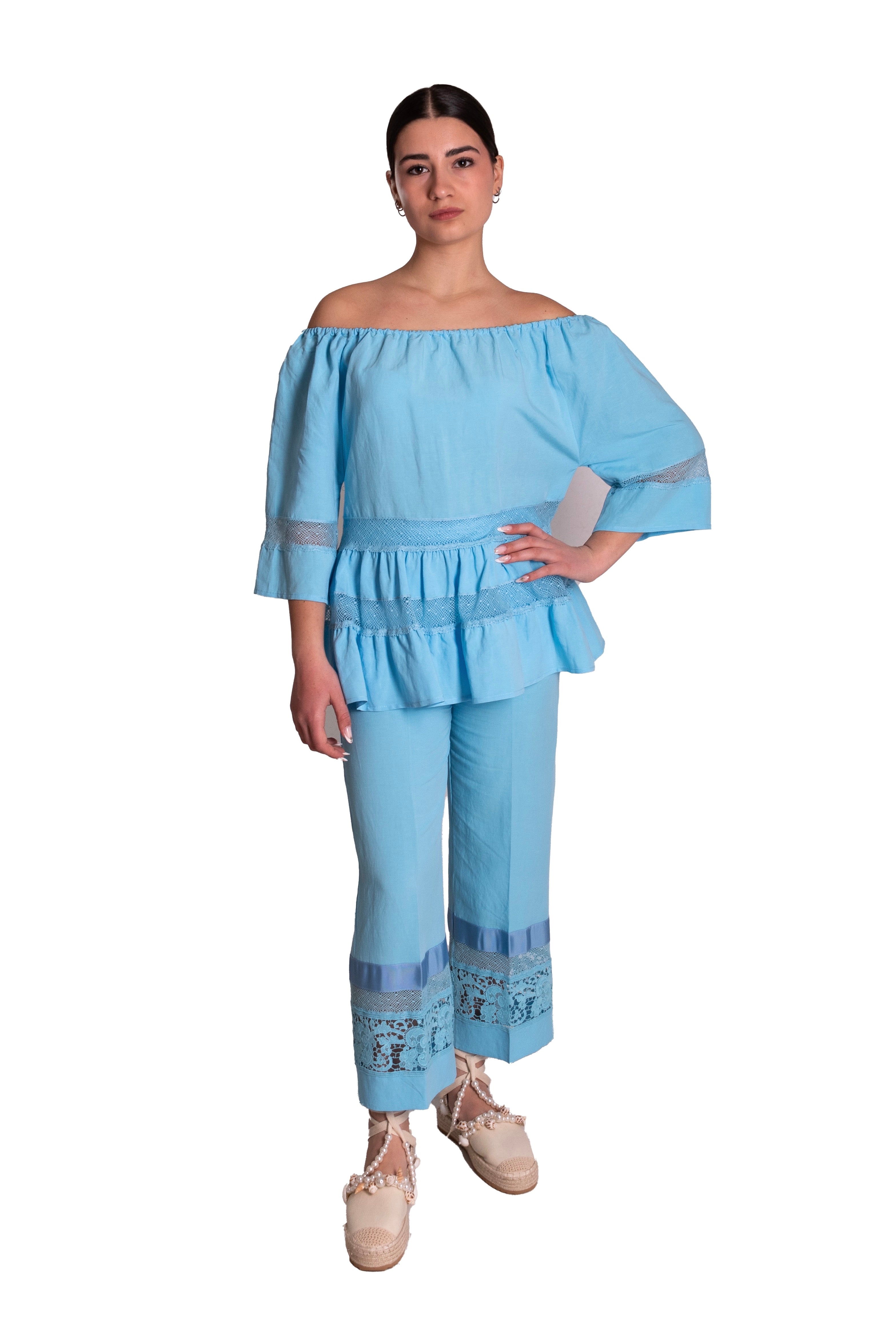 Blusa con balza dettaglio pizzo  MADDALENA DI LORENZO