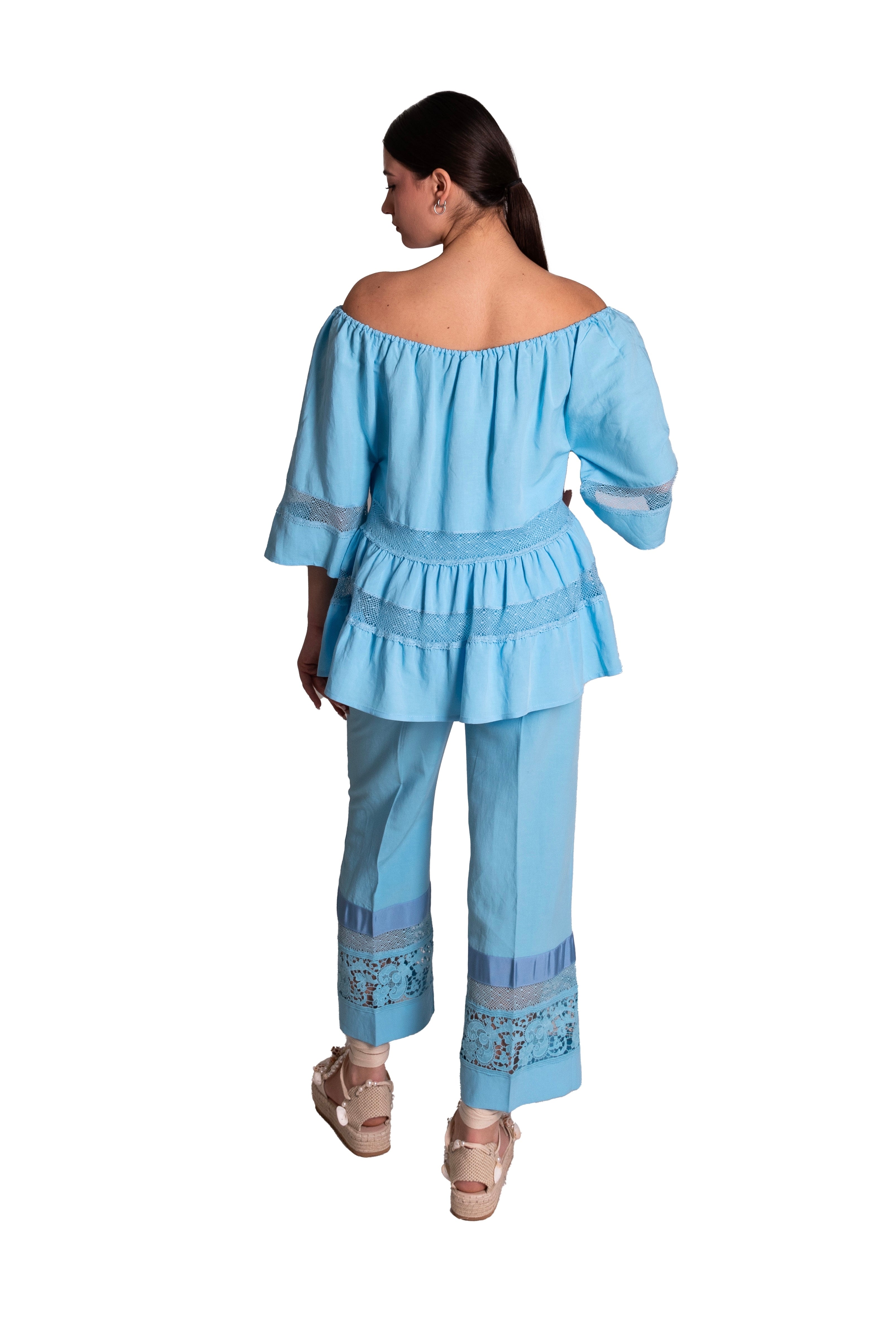 Blusa con balza dettaglio pizzo  MADDALENA DI LORENZO