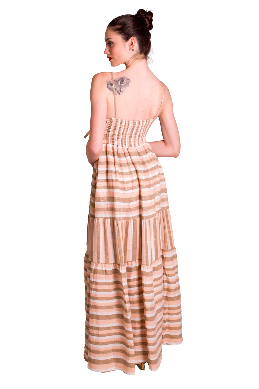 Abito lungo in misto lino con filo lurex PHO