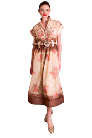 Abito lungo chemisier in organza floreale PAPERLACE