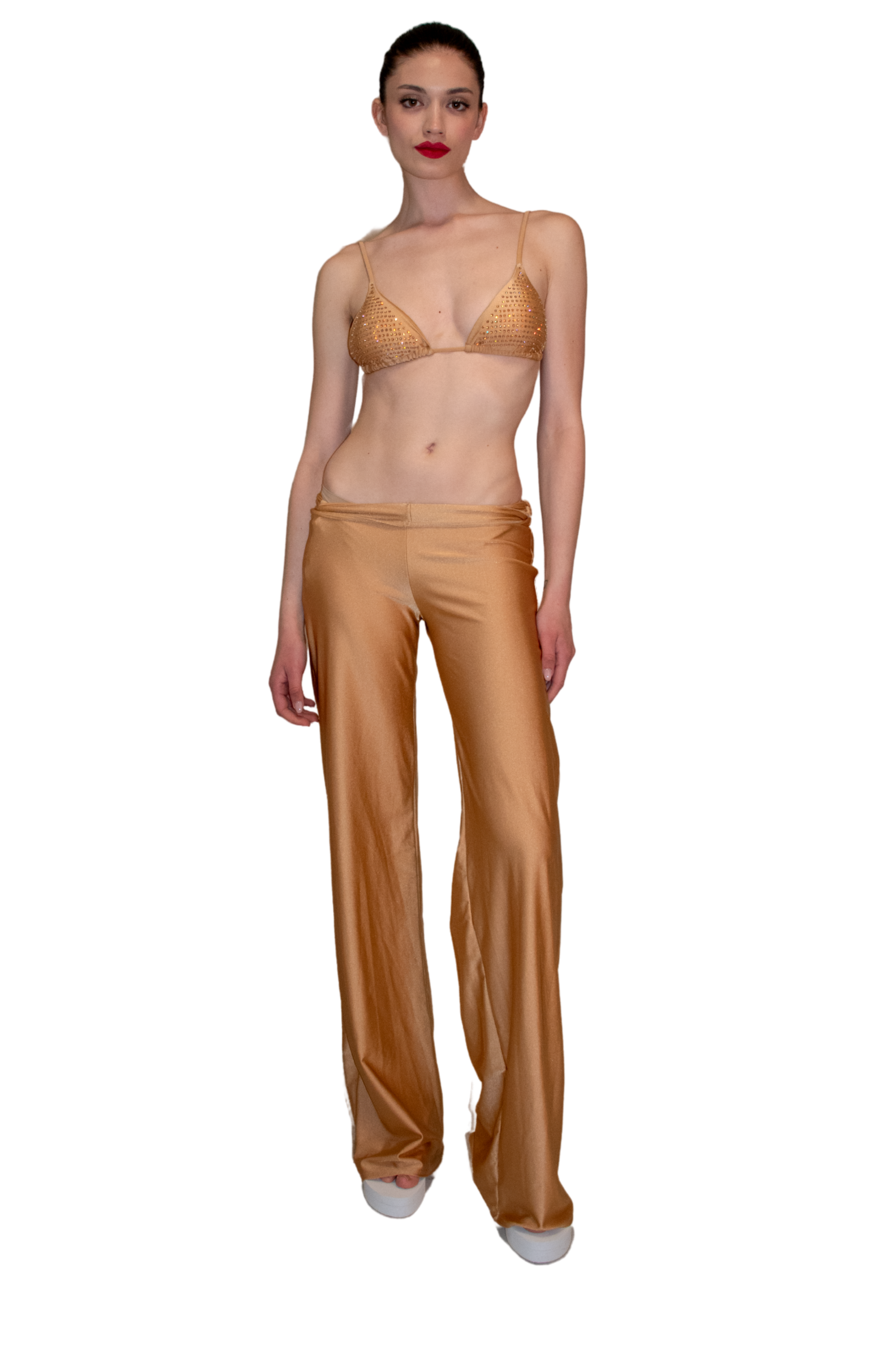 Pantalone largo in lycra gold ILARIA VITAGLIANO