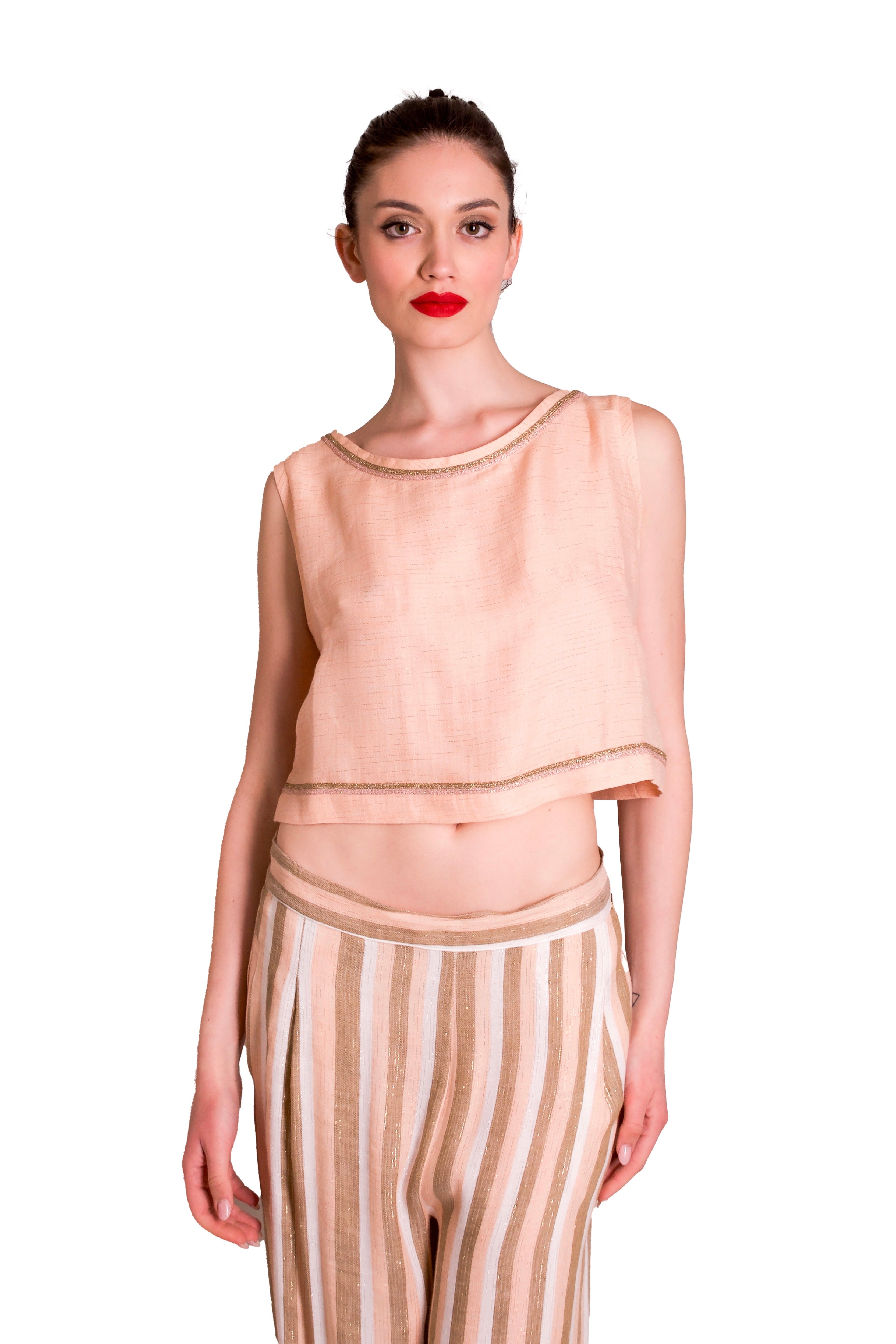 Blusa a scatola in misto lino PHO