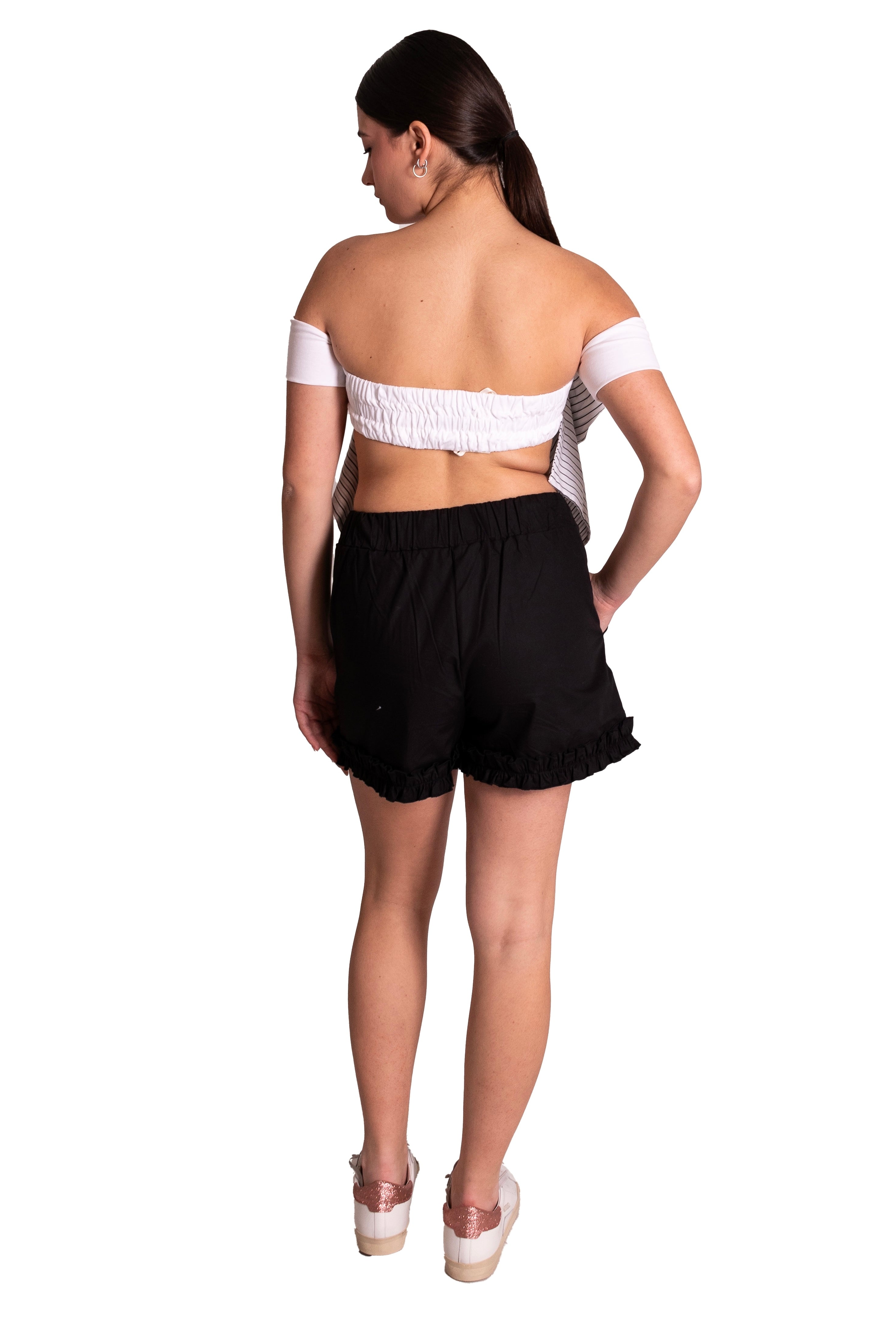 Shorts in cotone con mini rouches GINA GORGEOUS