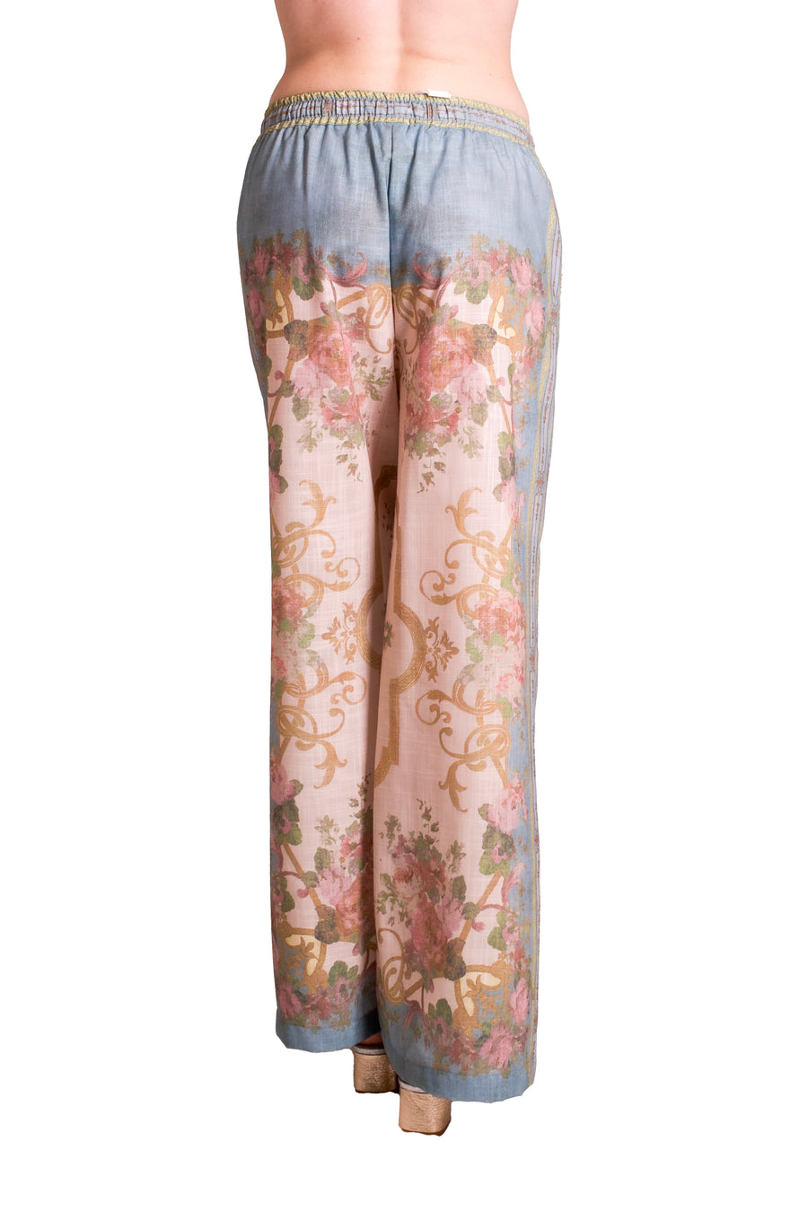 Pantalone palazzo di cotone in stampa floreale PAPERLACE