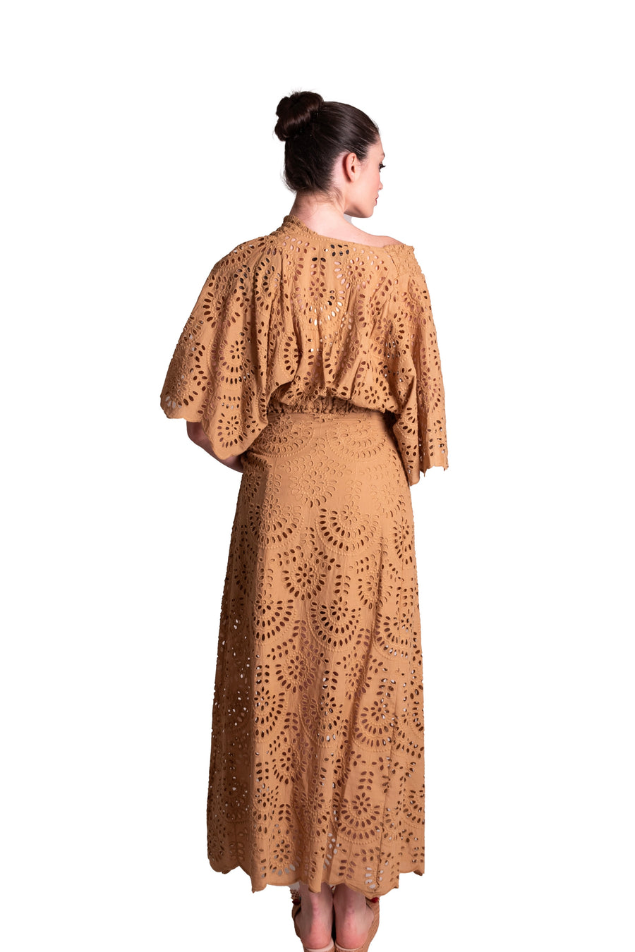 Blusa con maniche a farfalla in cotone sangallo ANITIE'