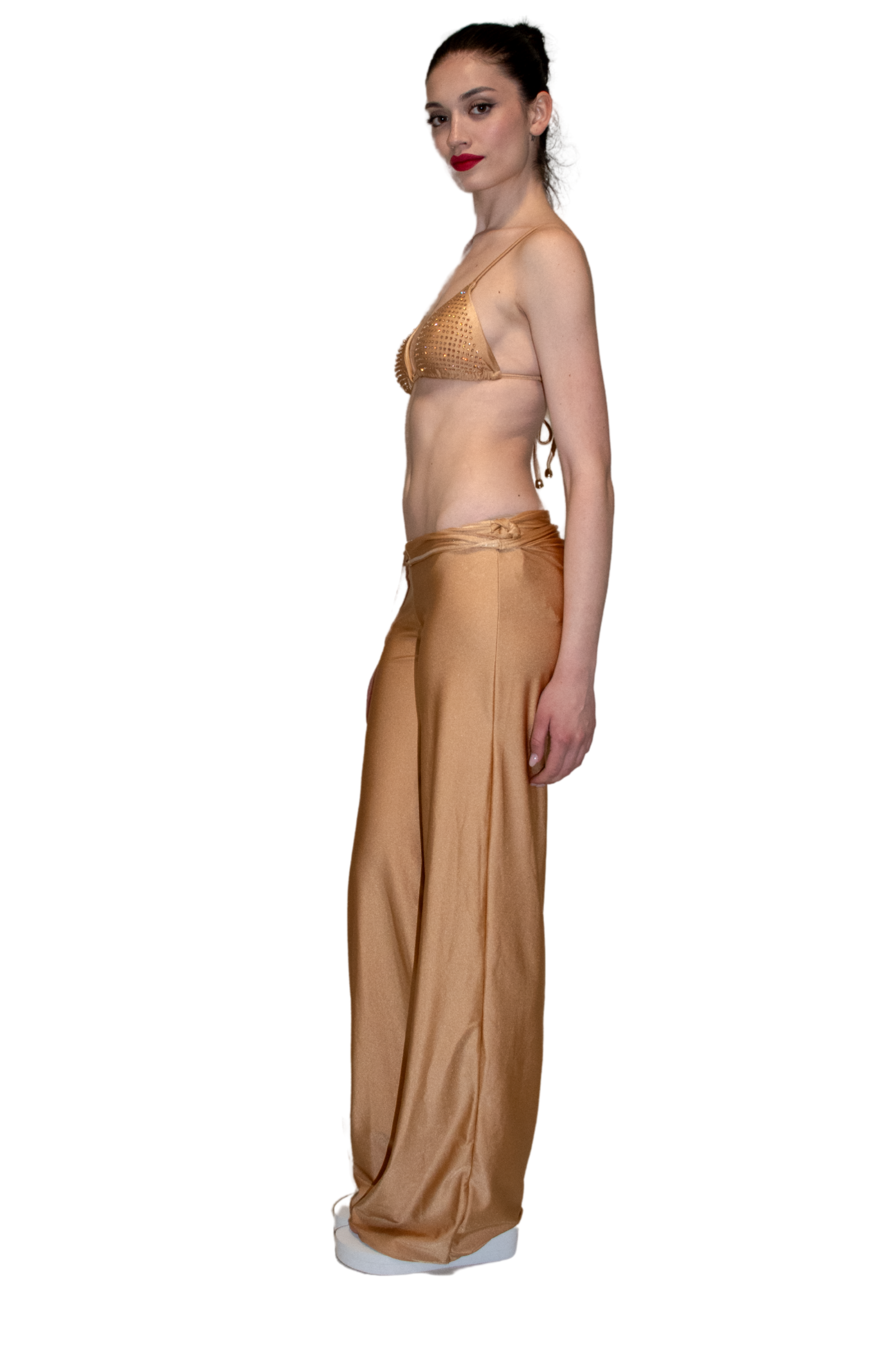 Pantalone largo in lycra gold ILARIA VITAGLIANO