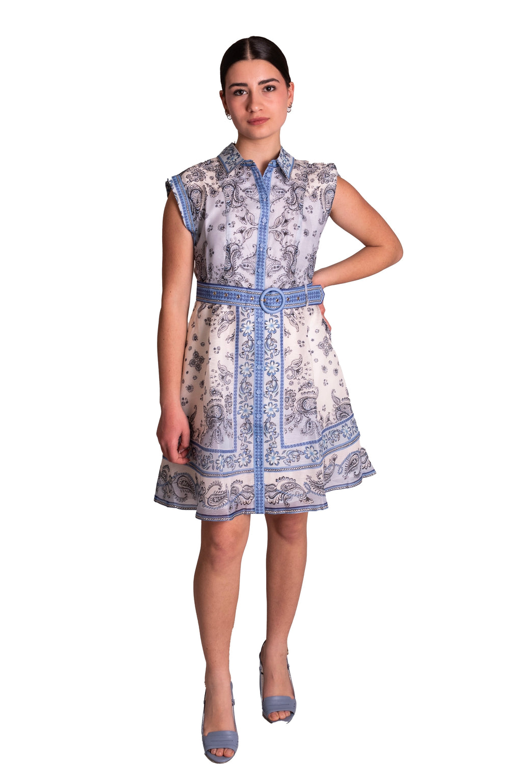 Abito svasato chemisier in organza di seta HALE BOB