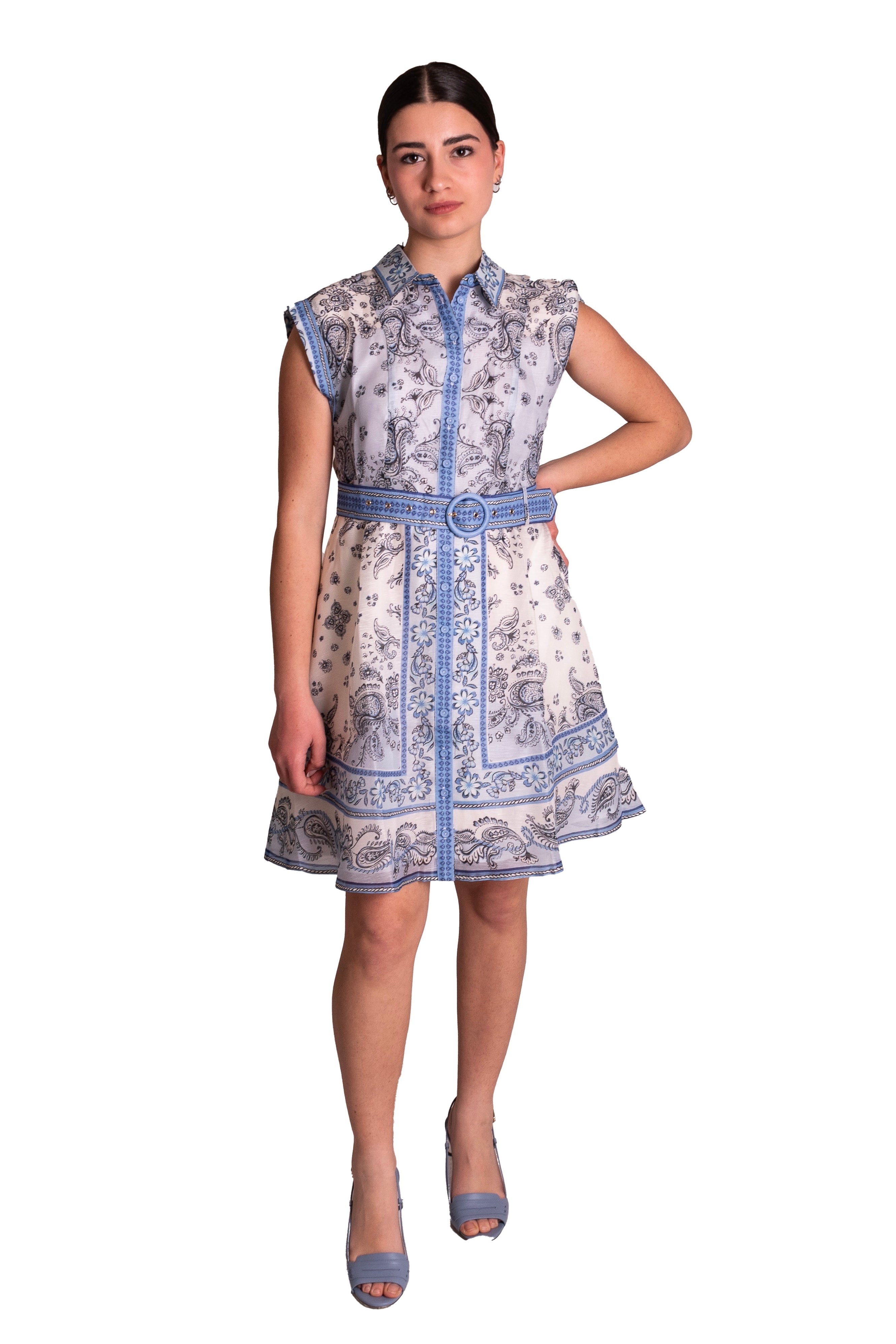 Abito svasato chemisier in organza di seta HALE BOB