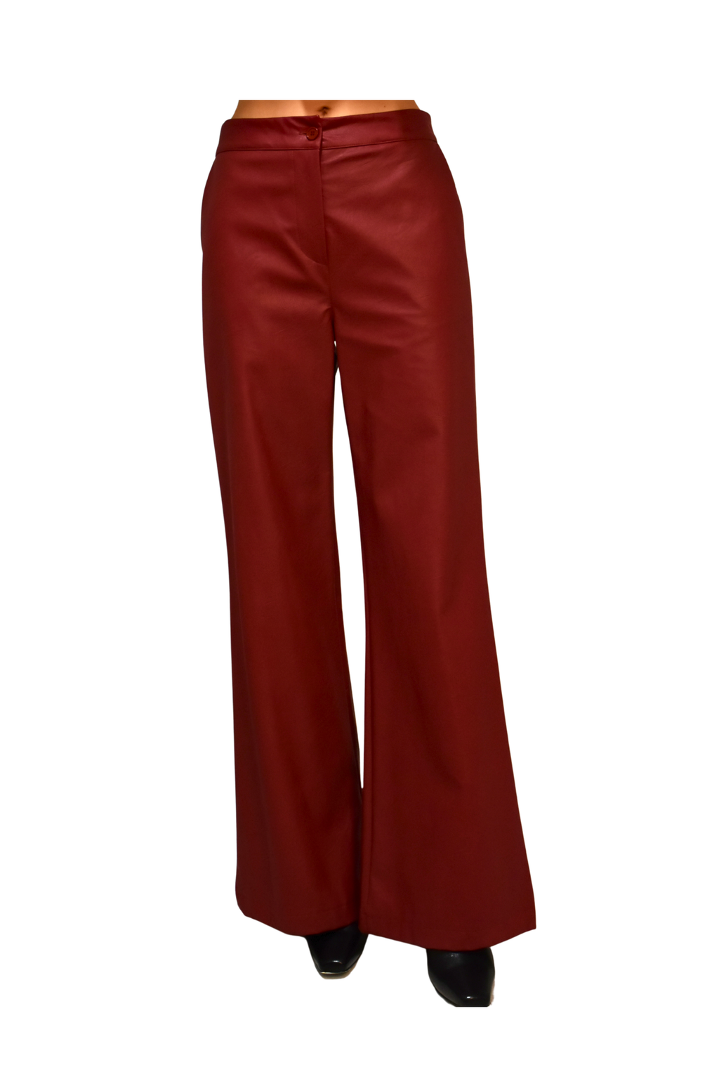 Pantaloni larghi in finta pelle borgogna LAFTY LIE