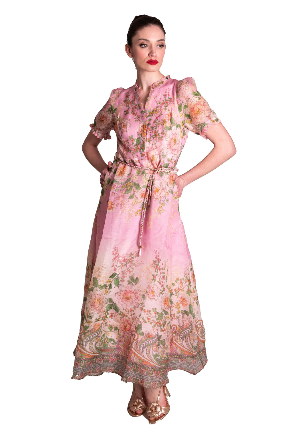 Abito lungo svasato in organza di seta HALE BOB