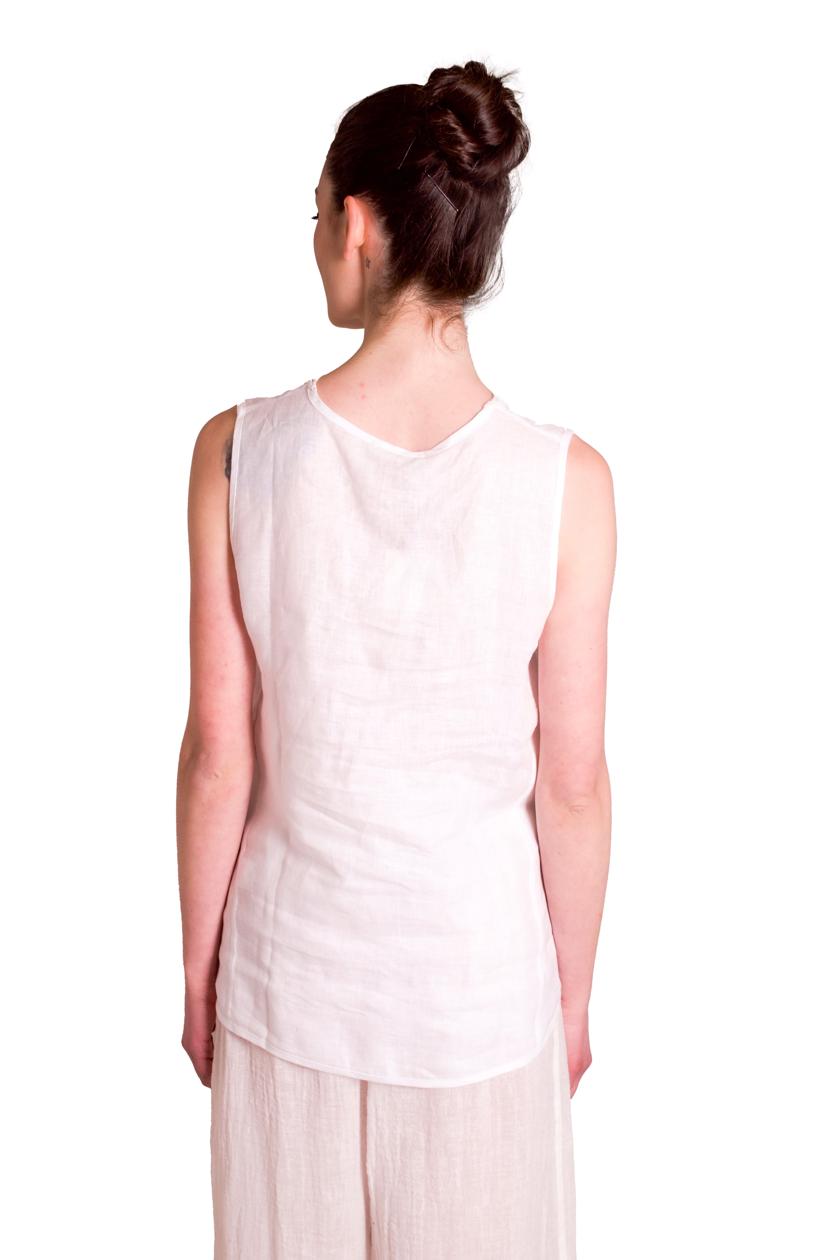 Blusa Di Lino Con dettagli di pizzo MAURIZIO