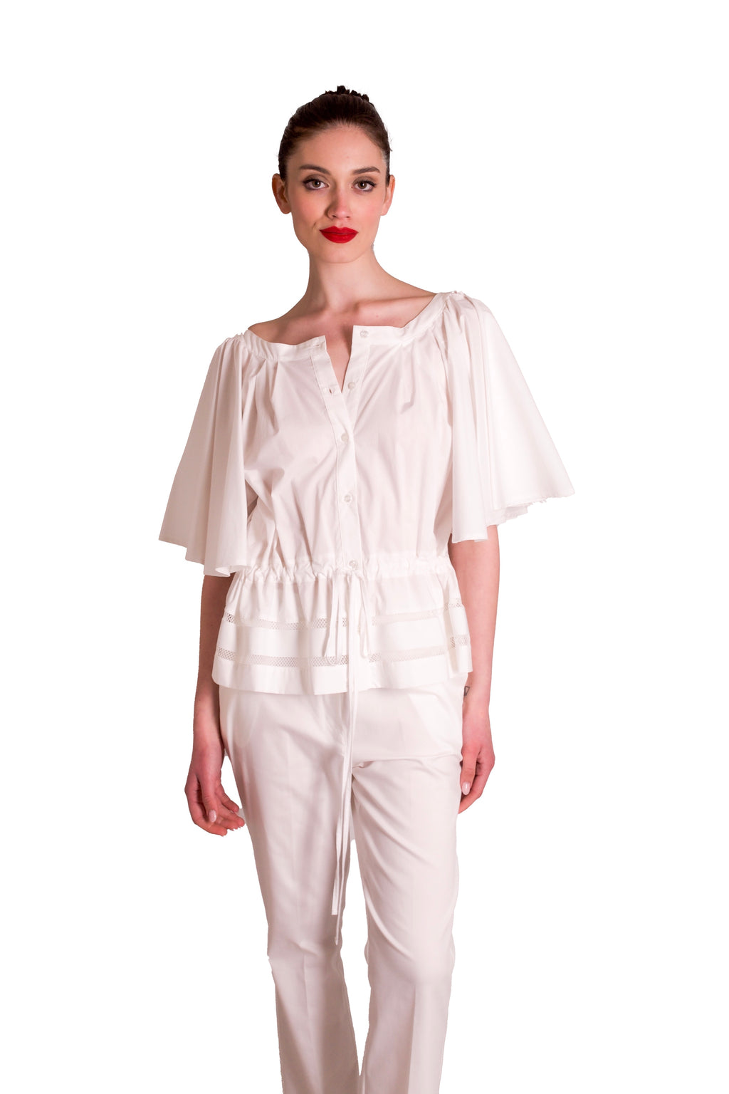 Blusa in cotone con maniche a farfalla MADDALENA DI LORENZO