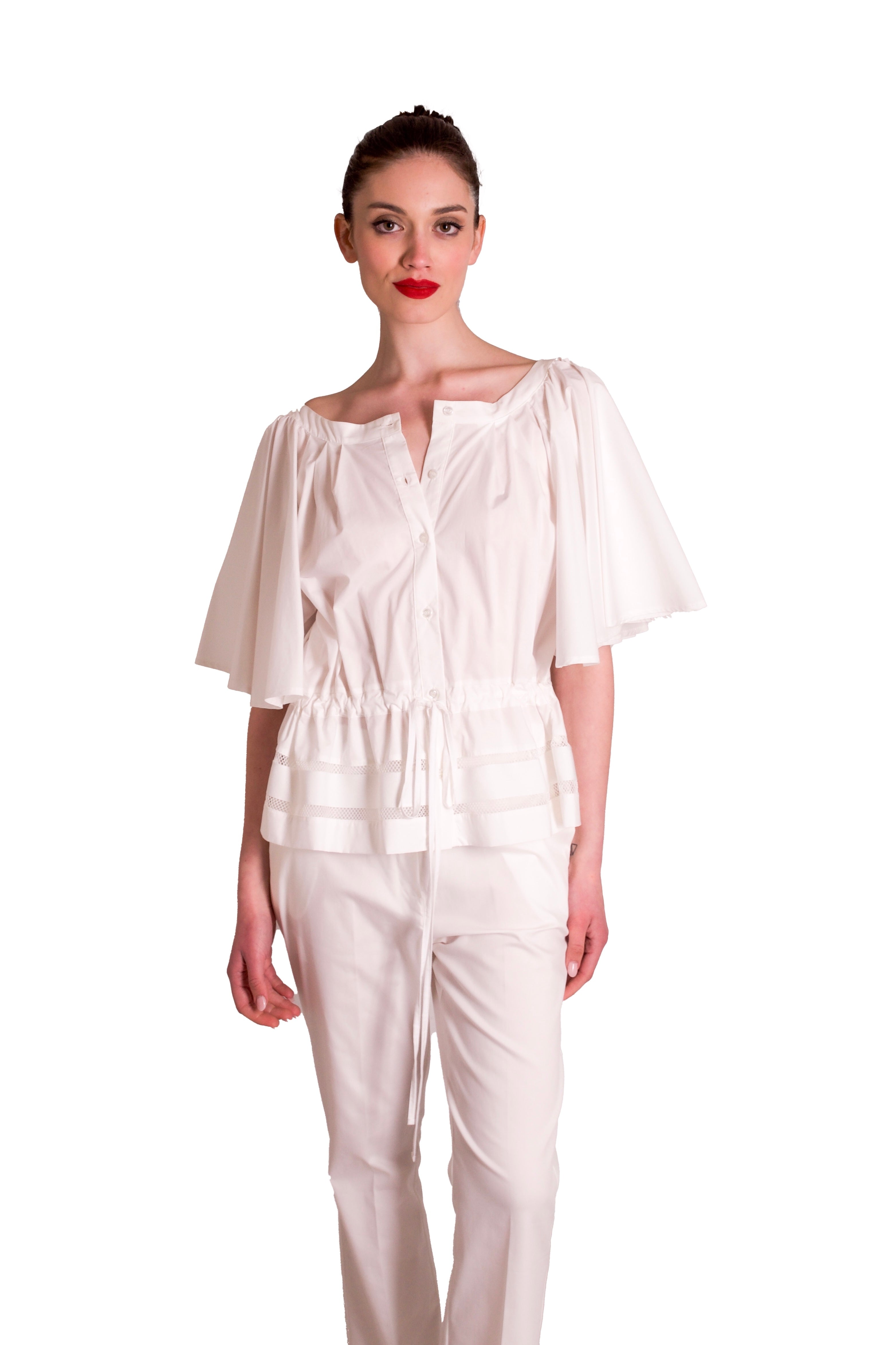 Blusa in cotone con maniche a farfalla MADDALENA DI LORENZO