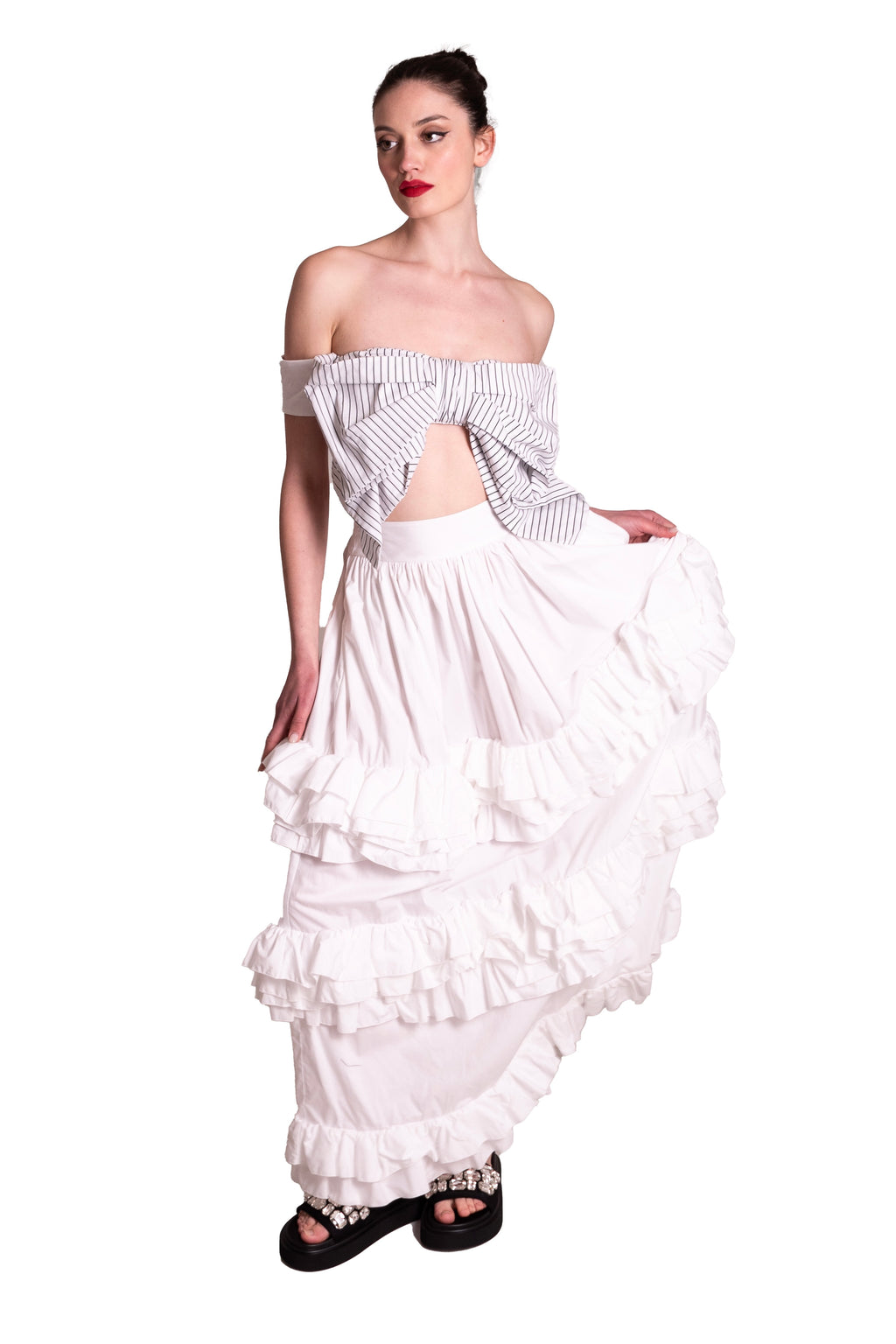 Gonnellone di cotone con rouches GINA GORGEOUS