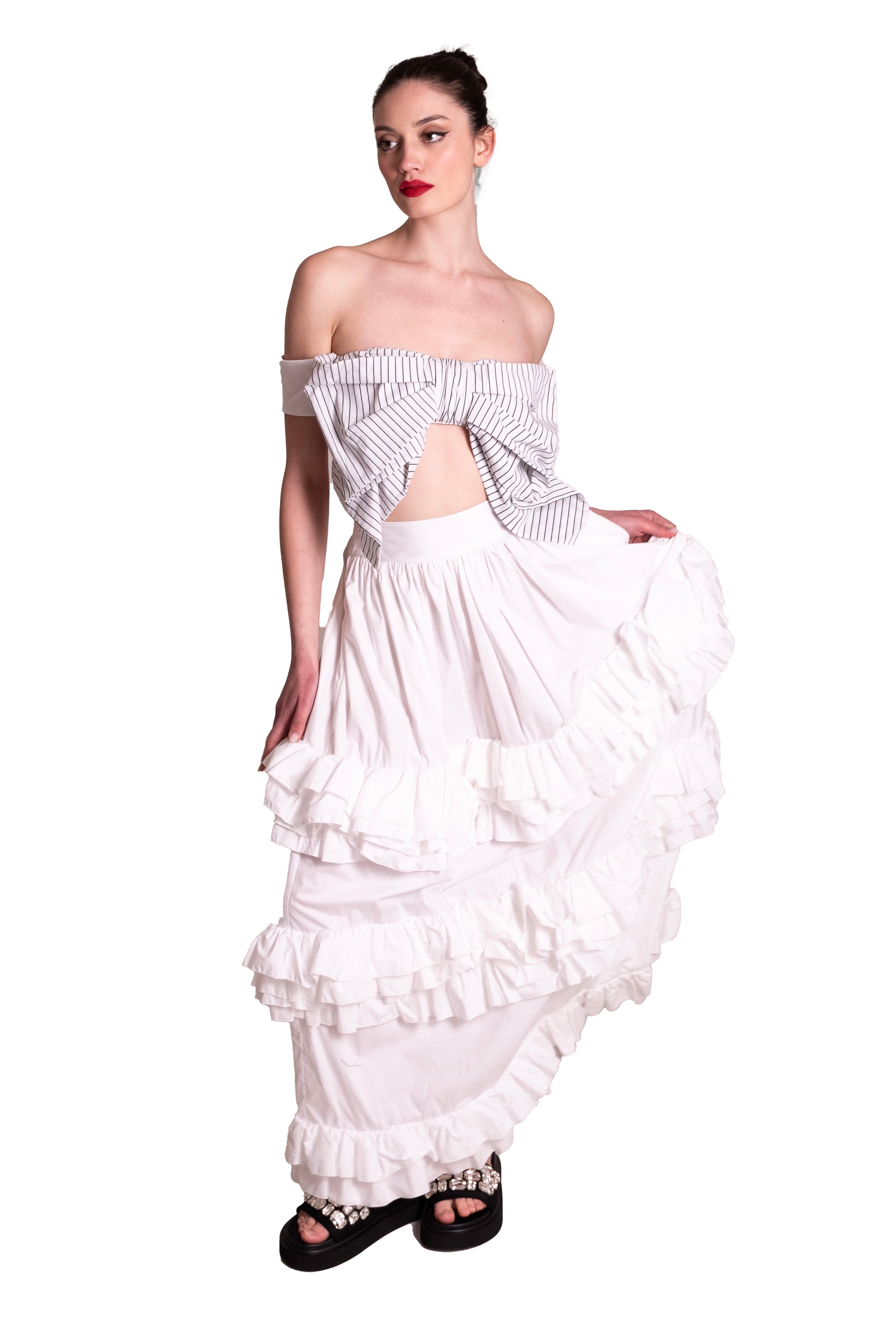 Gonnellone di cotone con rouches GINA GORGEOUS