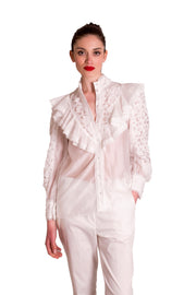 Camicia in misto cotone con inserti di pizzo PAPERLACE