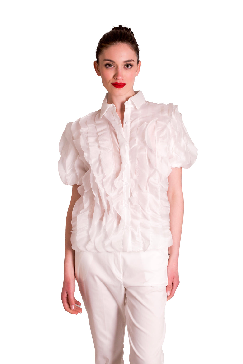Camicia in mussola leggera con rouches PAPERLACE