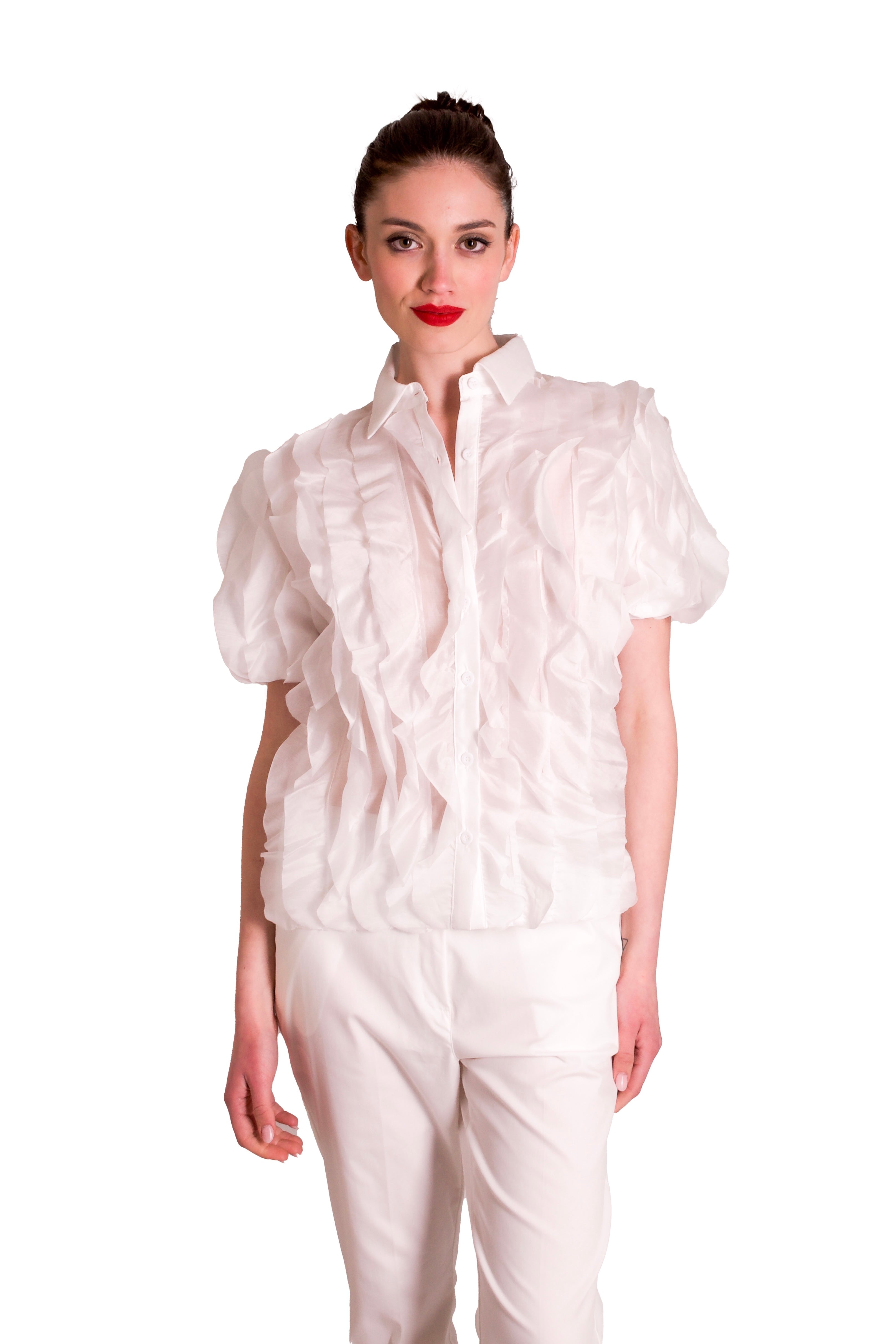 Camicia in mussola leggera con rouches PAPERLACE