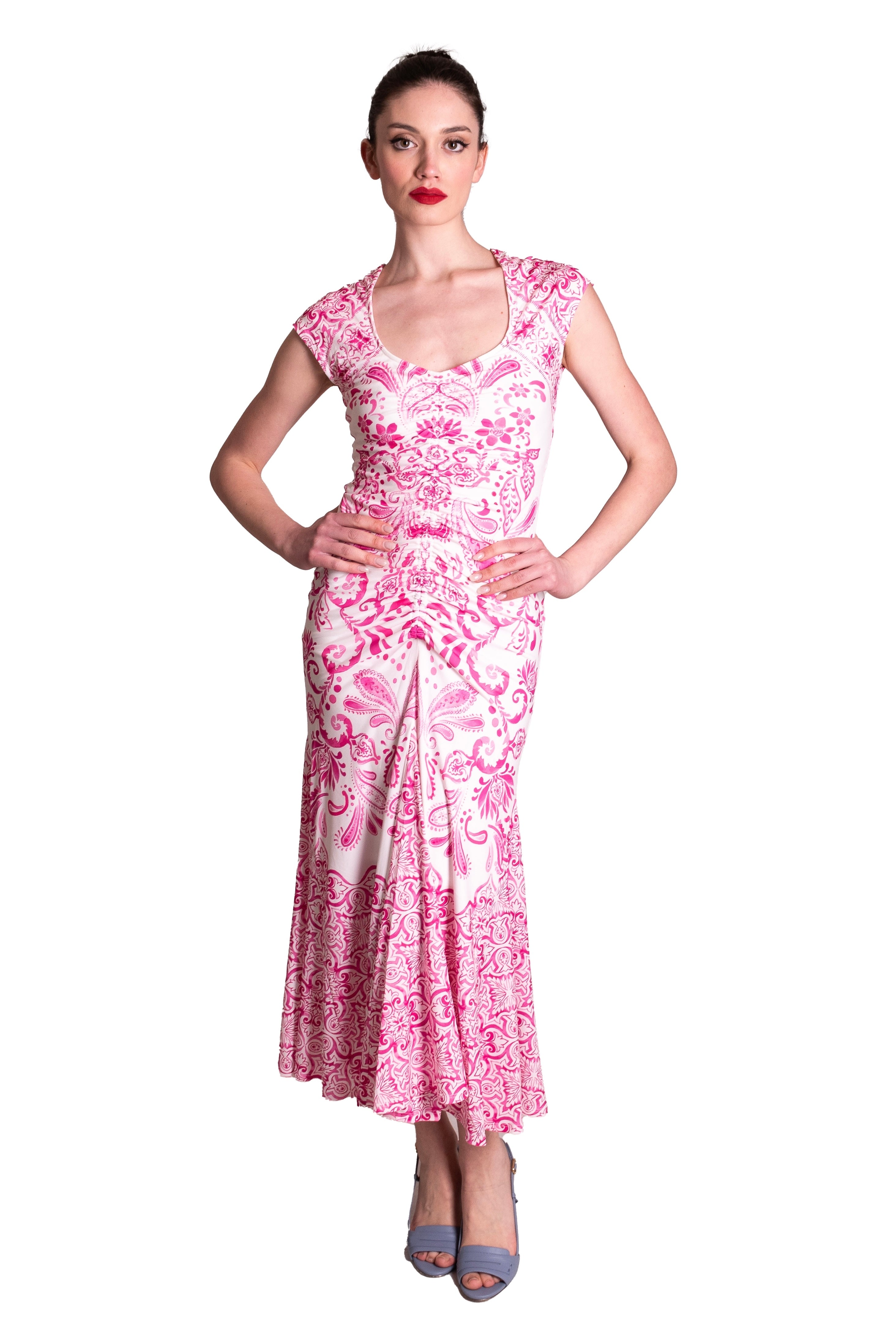 Abito lungo con arricciatura In Jersey stampato HALE BOB