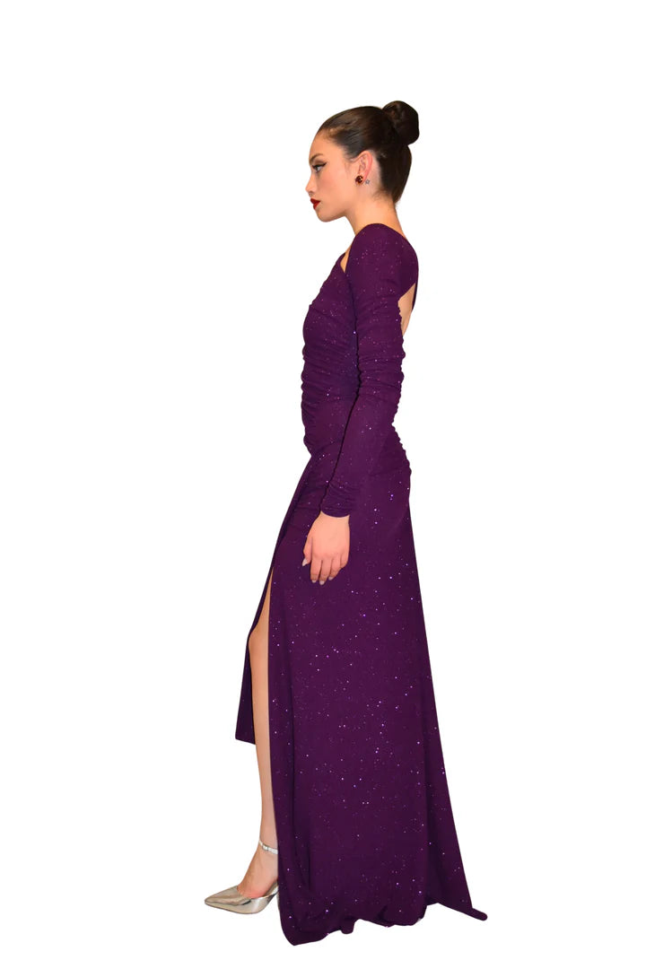 Abito lungo fasciante in tessuto metallizzato ATELIER LEGORA