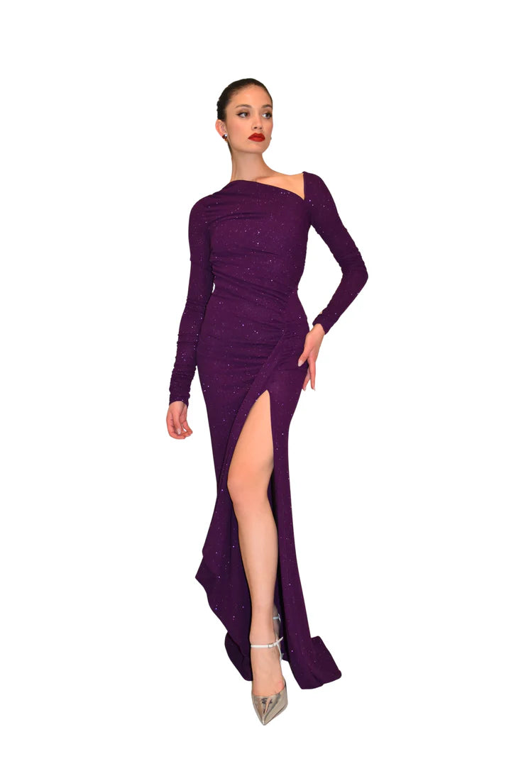 Abito lungo fasciante in tessuto metallizzato ATELIER LEGORA