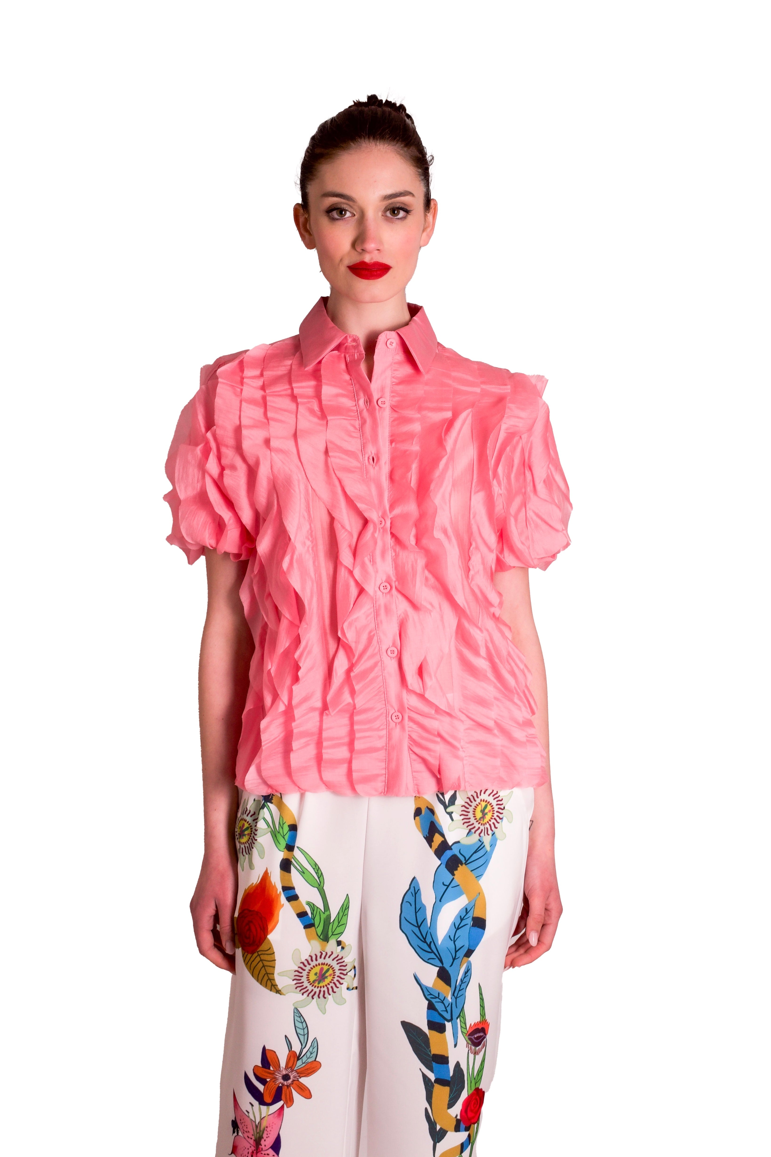 Camicia in mussola leggera con rouches PAPERLACE