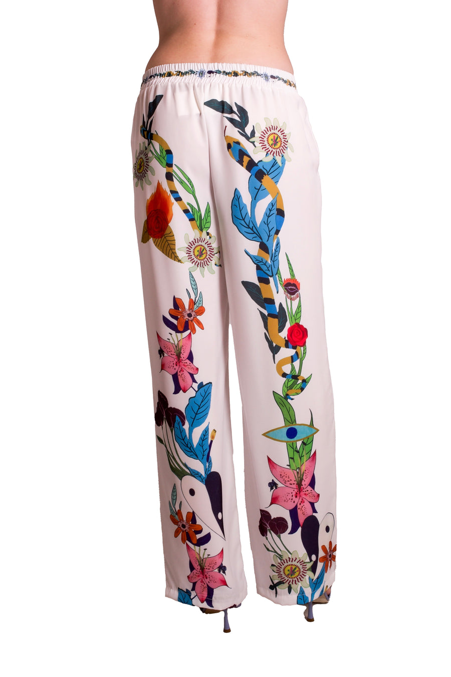 Pantaloni in viscosa con ramage floreale PAPERLACE